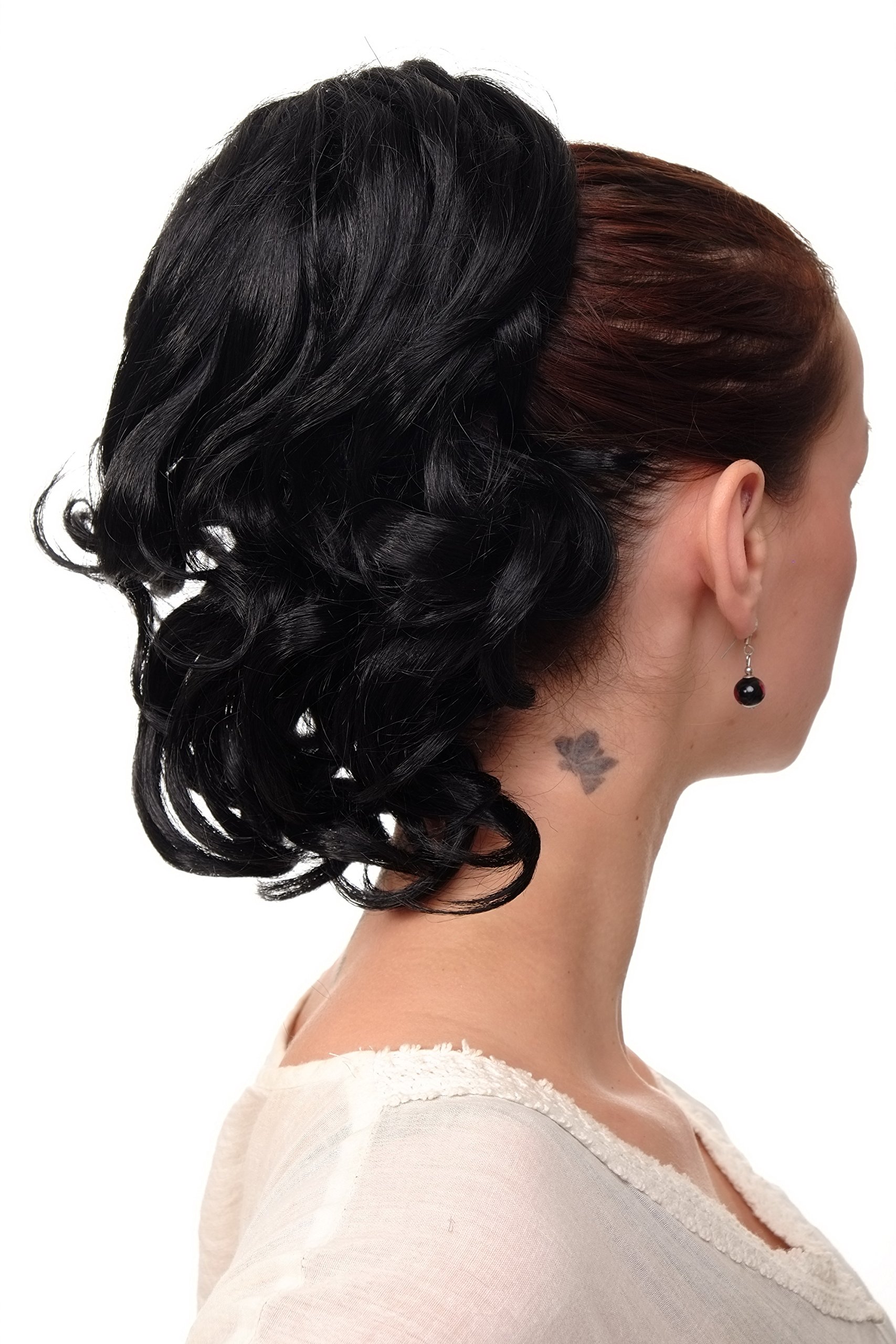 WIG ME UP - JL-3023-1 Hairpiece ponytail with comb and elastic draw string short wavy voluminous deep black 14inch - Image 2