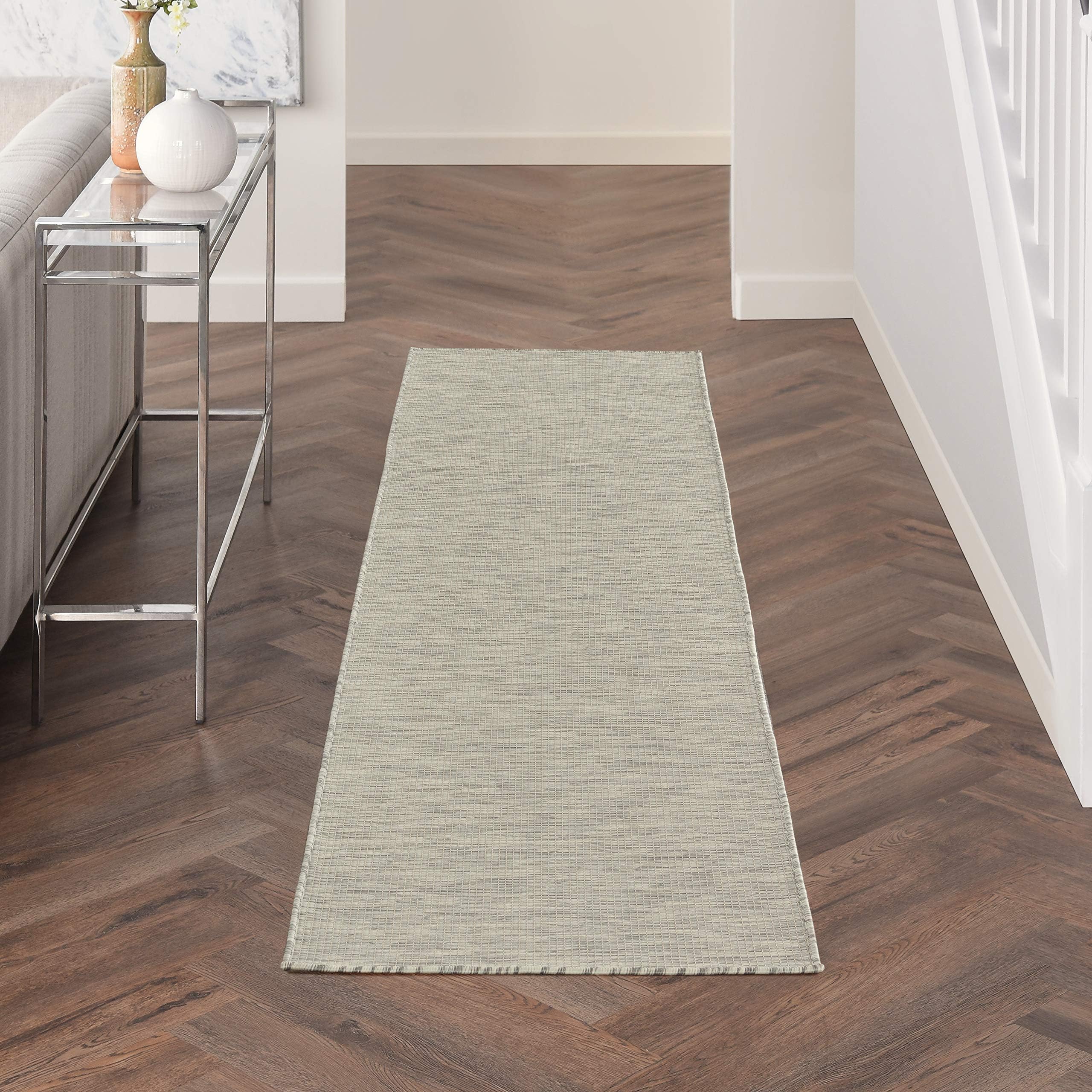 Nourison Home Positano Light Grey 2'2" x 8' Area Rug - Easy Clean, Non Shedding, Bed Room, Living Room, Dining Room, Kitchen (8' Runner)