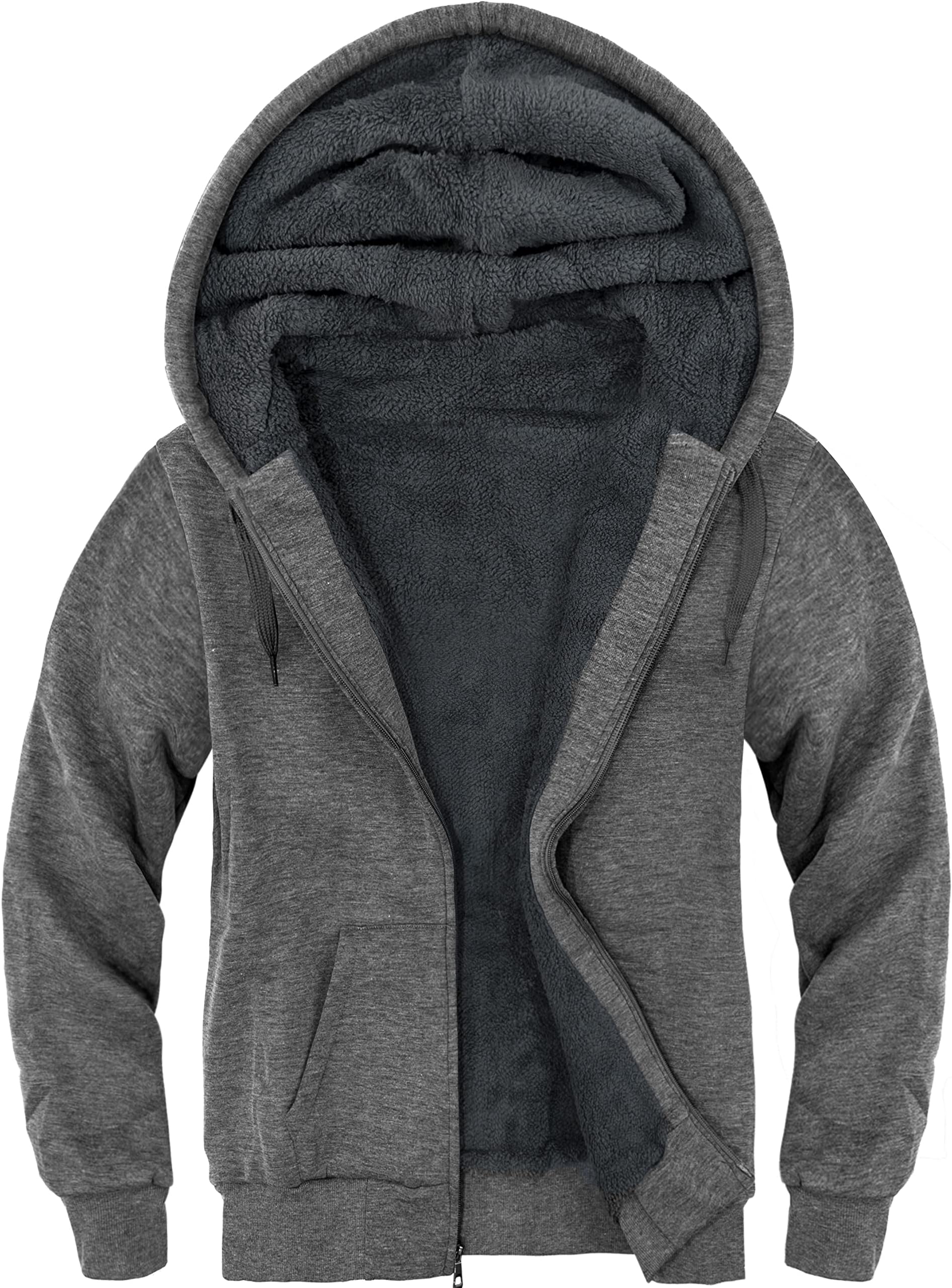 JACKETOWN Men's Heavyweight Fleece Hoodies full Zipper Thick Sherpa Lined Sweatshirt Wool Warm Coat