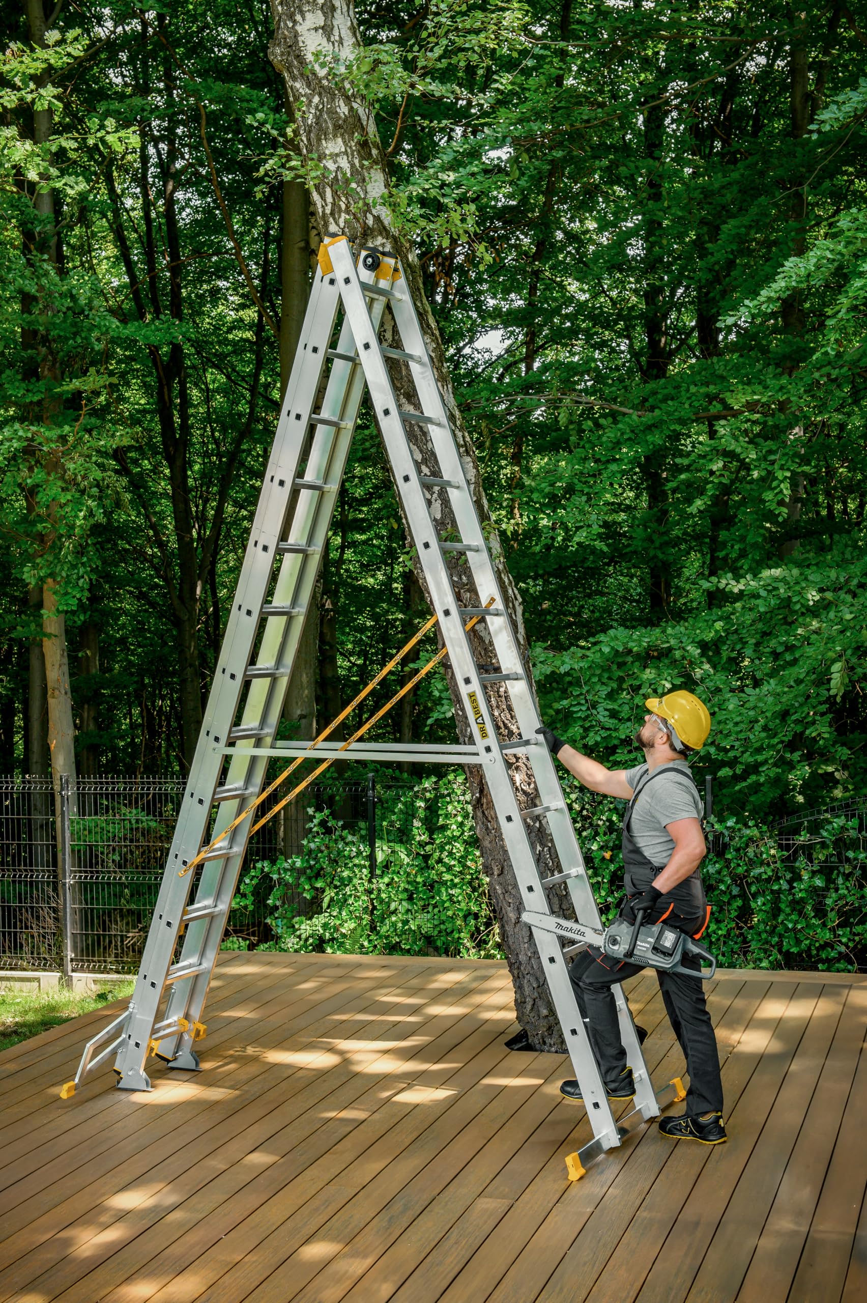 DRABEST - Max Échelle Pliante Professionnelle en Aluminium - 3 x 13 marches - 9,37 m - Industriel - jusqu'à 150 kg - pour Le bâtiment - Polyvalent - Extensible - Ajustable - Échelle d'escalier