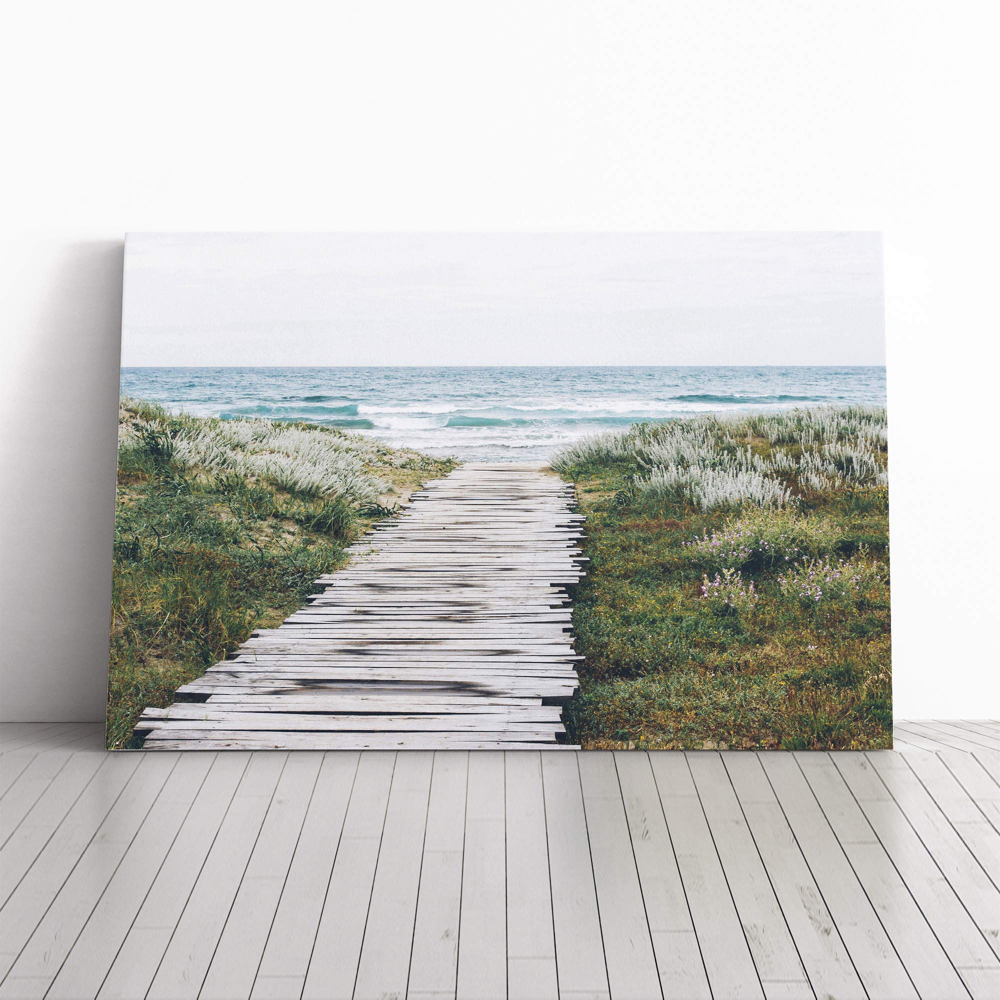 Seascape Path to The Ocean Canvas Print | Gallery Wrapped 30mm Frame Wall Art | 30x20 inches | Ready to Hang | Modern Seascape Picture | Living Room Bedroom Lounge Office