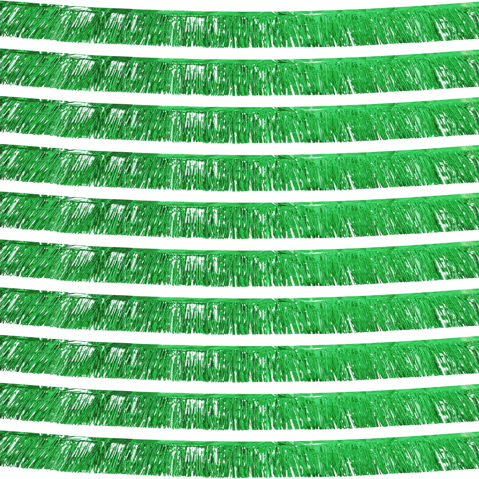 10 Pack 10 Feet Green Fringe Garland Foil Fringe Garland Metallic Tinsel Streamers Fringe Backdrop Banner for Parade Floats Birthday Party Decorations Halloween Christmas Decoration (Green)