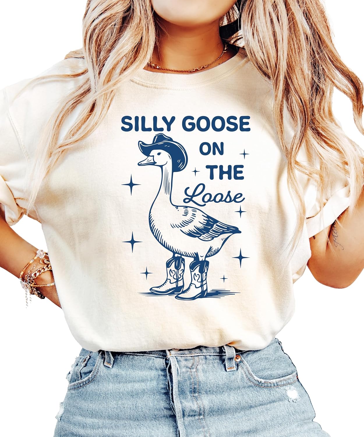 Silly Goose on The Loose Shirt for Women Funny Adult Oversized Tee