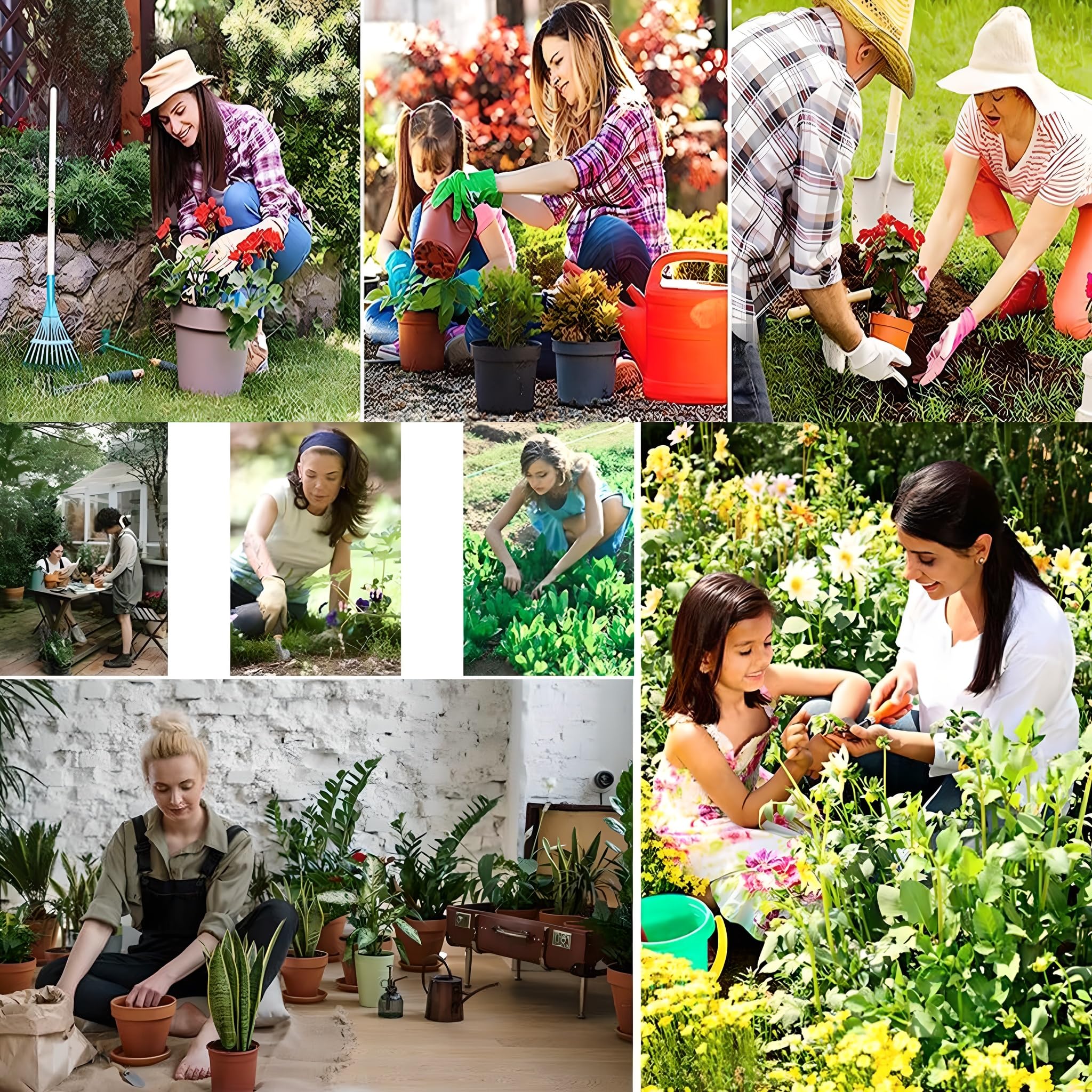Conjunto de Herramientas de Jardín de Servicio de 11 Piezas con Bolsa de Almacenamiento 2 en 1, Kit de Jardinería de Mango Sin Deslizamiento para Mujeres y Hombres, Ideal para Plantar, Cultivo