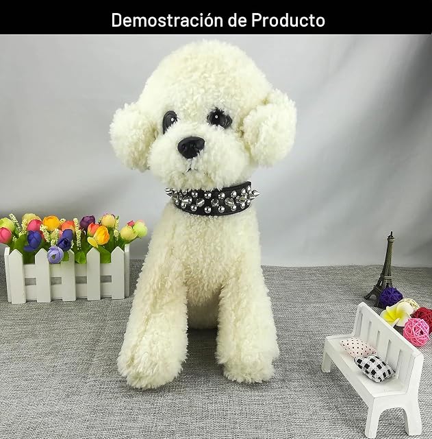 Foto 5 de 7 de Newtensina Elegante Collar de Perro Punk, Tachuelas, Negro, M (Paquete de 1) para Perros