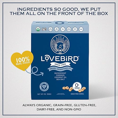 Miniatura 6 de Lovebird Paquete de 3 cereales sin azúcar sin gluten, cereales orgánicos sin cereales, sin lácteos, sin azúcar, sin refinado, bocadillos saludables