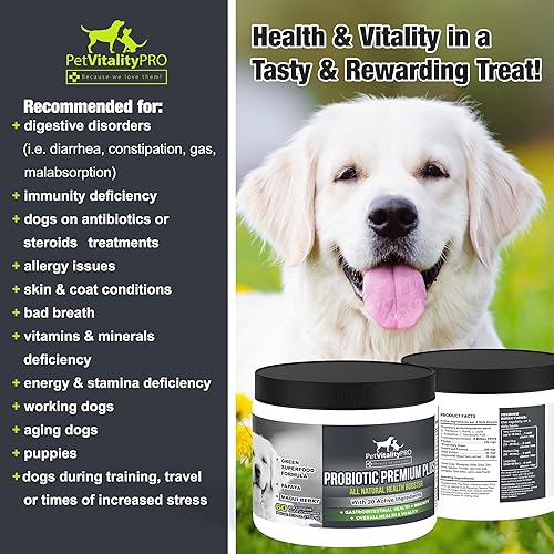 Miniatura 3 de PetVitalityPRO Probióticos para perros con enzimas digestivas naturales  4 CFU de factura2 masticables blandos  Diarrea de perro malestar estomacal