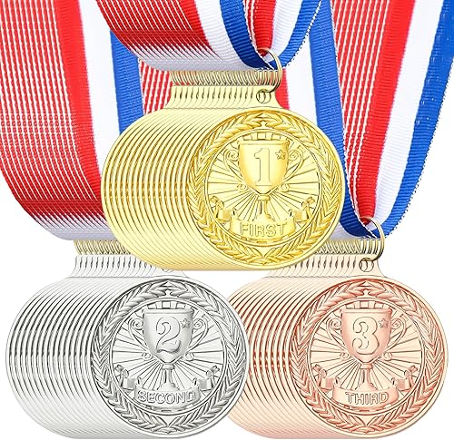 Miniatura 8 de RoundFunny 30 medallas de premio, medallas de oro, estilo olímpico, premios de oro para competiciones deportivas, fiestas, 2 pulgadas (clásico)