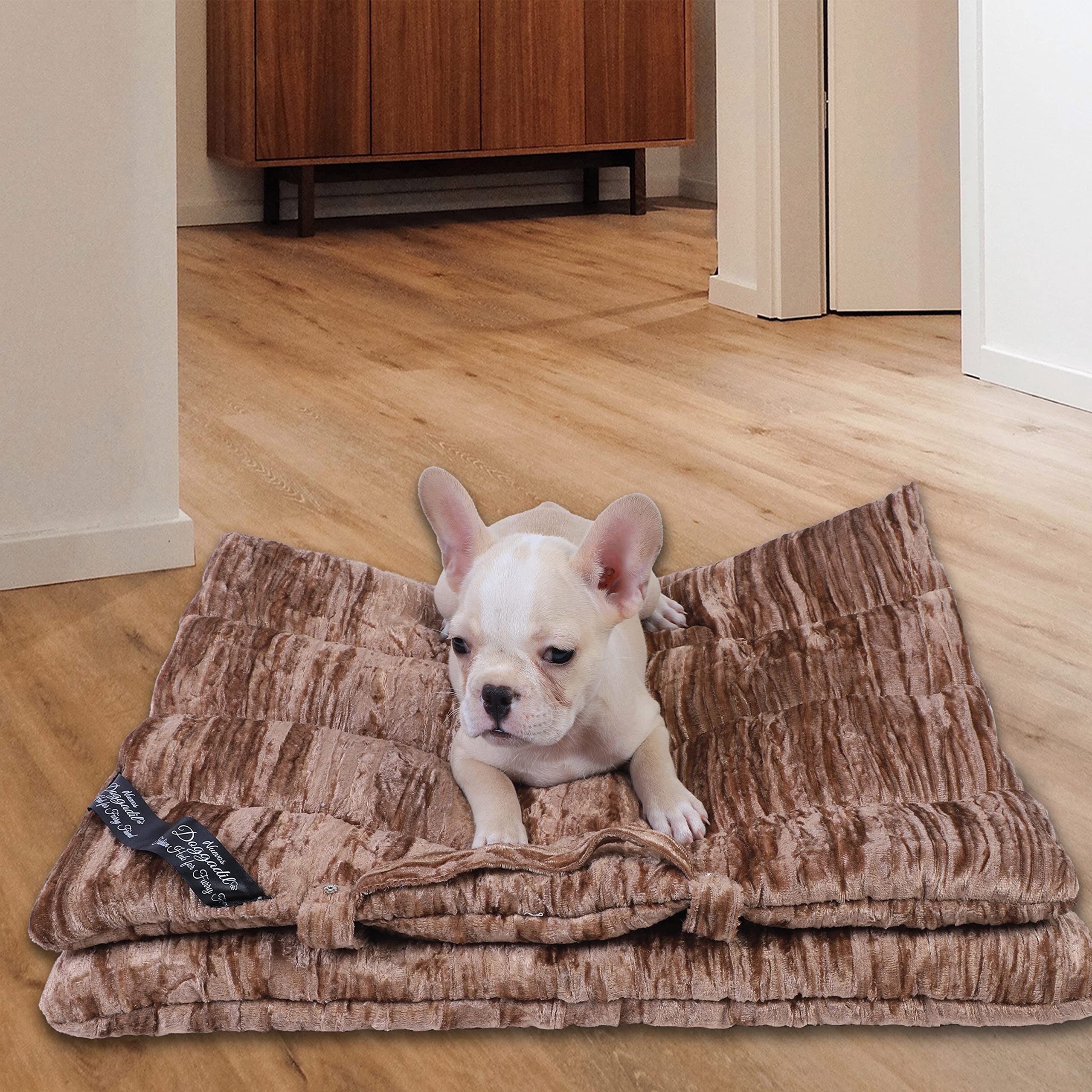 NUEVOS DOGGADIL Velvet Flat Pet Bed | Washable Padded Pet Bed| Light Weighted Dog Bolster Mat (Small)_ Beige1 (B09JSN2VFB) Amazon Price History, Amazon Price Tracker