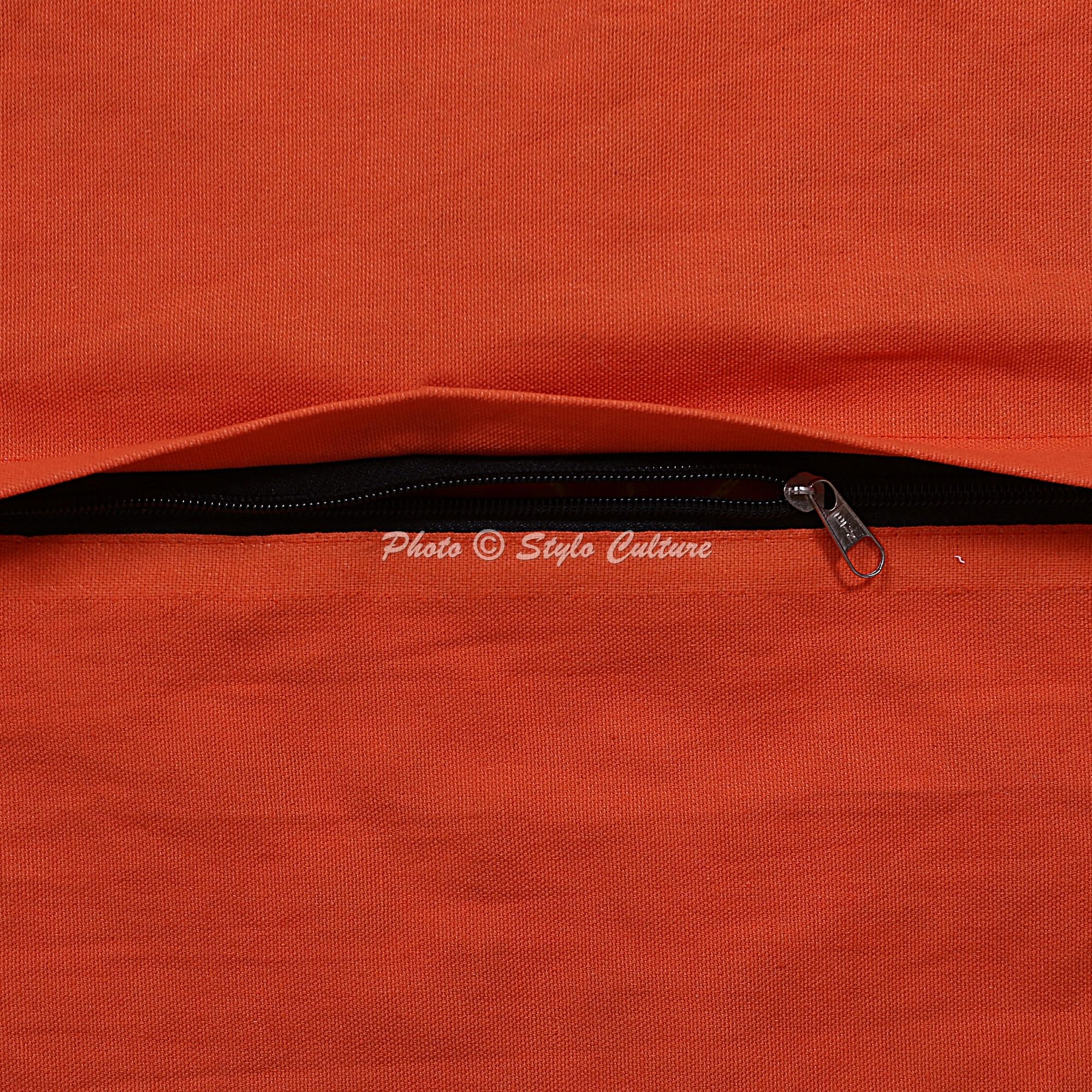 Indische Dekorativ Baumwolle Sofa Kissenbezüge 40x40 cm Orange Dekokissen Suzani Bestickte Pom-Pom-Spitze Wohnzimmer Couch Kissenhullen Blumen Quadrat Kissen Bezüge - 4 STK.