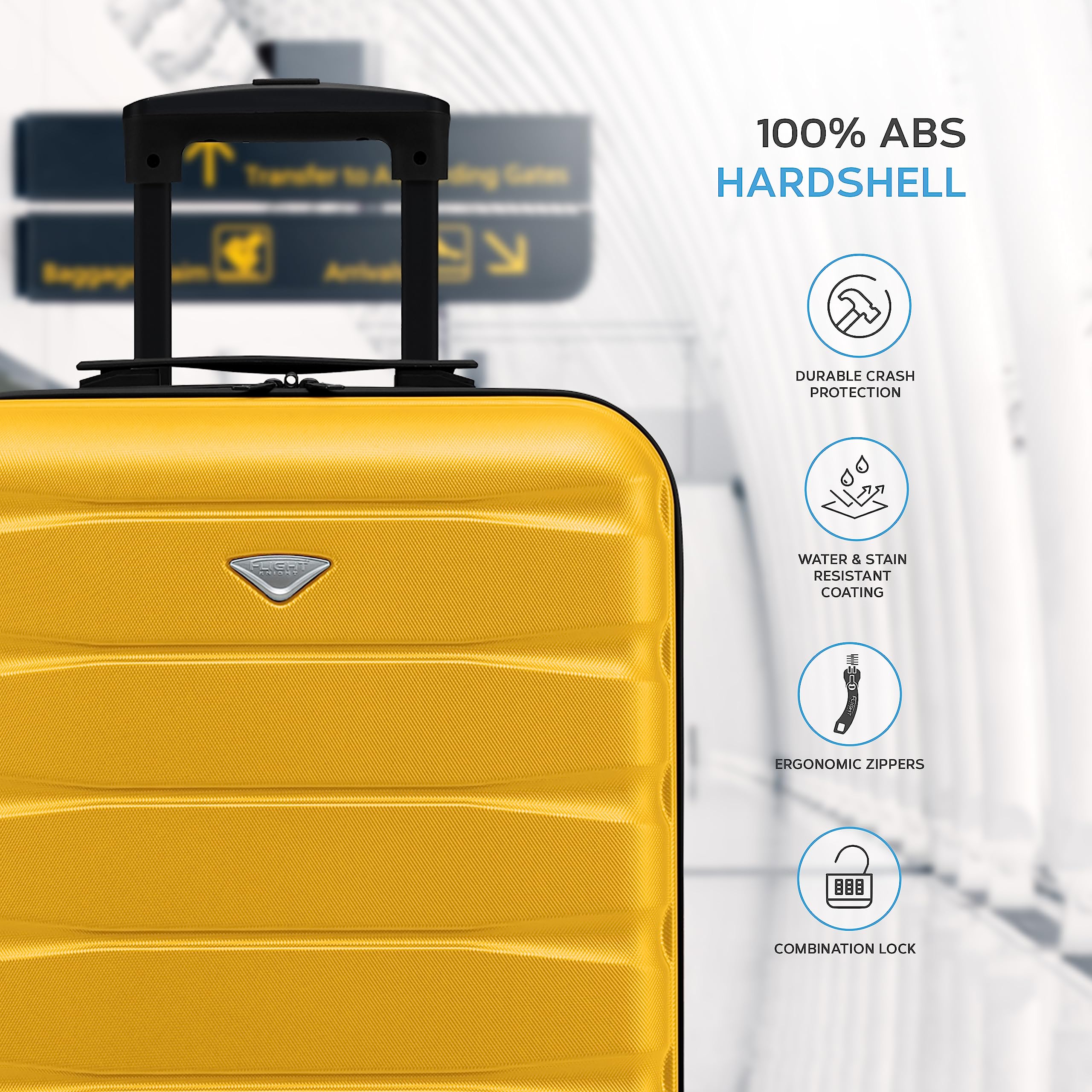 Flight Knight Cabin Suitcase 55x40x20 Ryanair Priority, EasyJet, Jet2 Lightweight Small Durable 4-Wheel Cabin Case, Carry-On for Over 60 Airlines, Hard Shell, 10kg Hand Luggage Bag (55 x 40 x 20 cm)