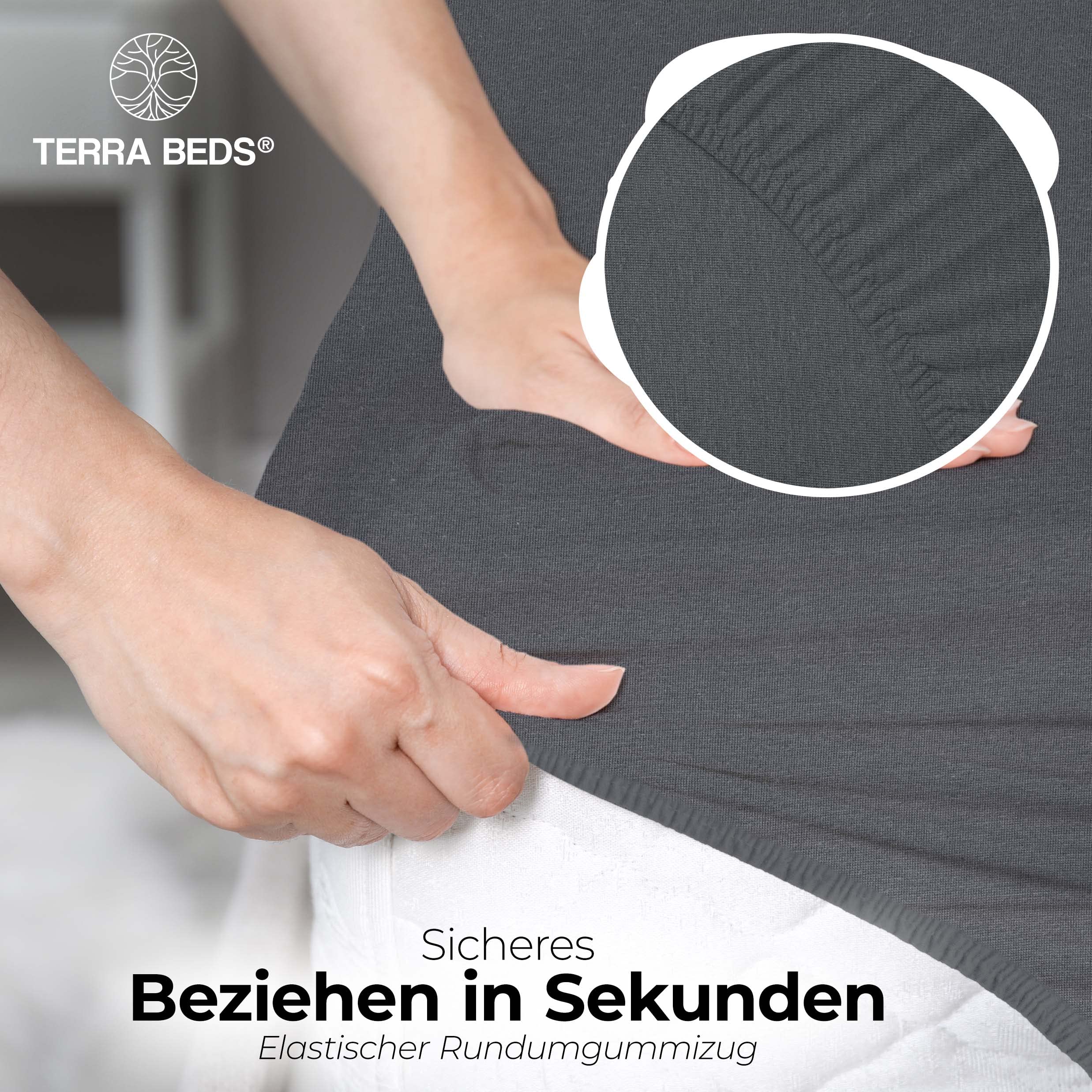 Terra Beds Premium Topper prześcieradło z gumką 90 x 200 cm – 100 x 200 cm, 160 g/m2 – 100% wysokiej jakości prześcieradło z gumką Oeko-TEX z dżerseju na łóżko kontynentalne – dostępne w 10 kolorach