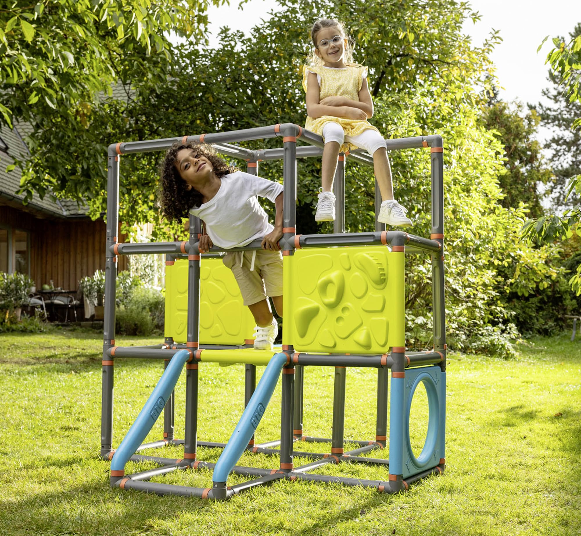 BIG - Kraxxl Marco de Escalada- Estructura Infantil para Trepar y Escalar al Aire Libre, 246 Piezas, Tore de Juego para Escalar y Hacer Boulder, 140x140x140cm, A Partir de 3 años (800055702)