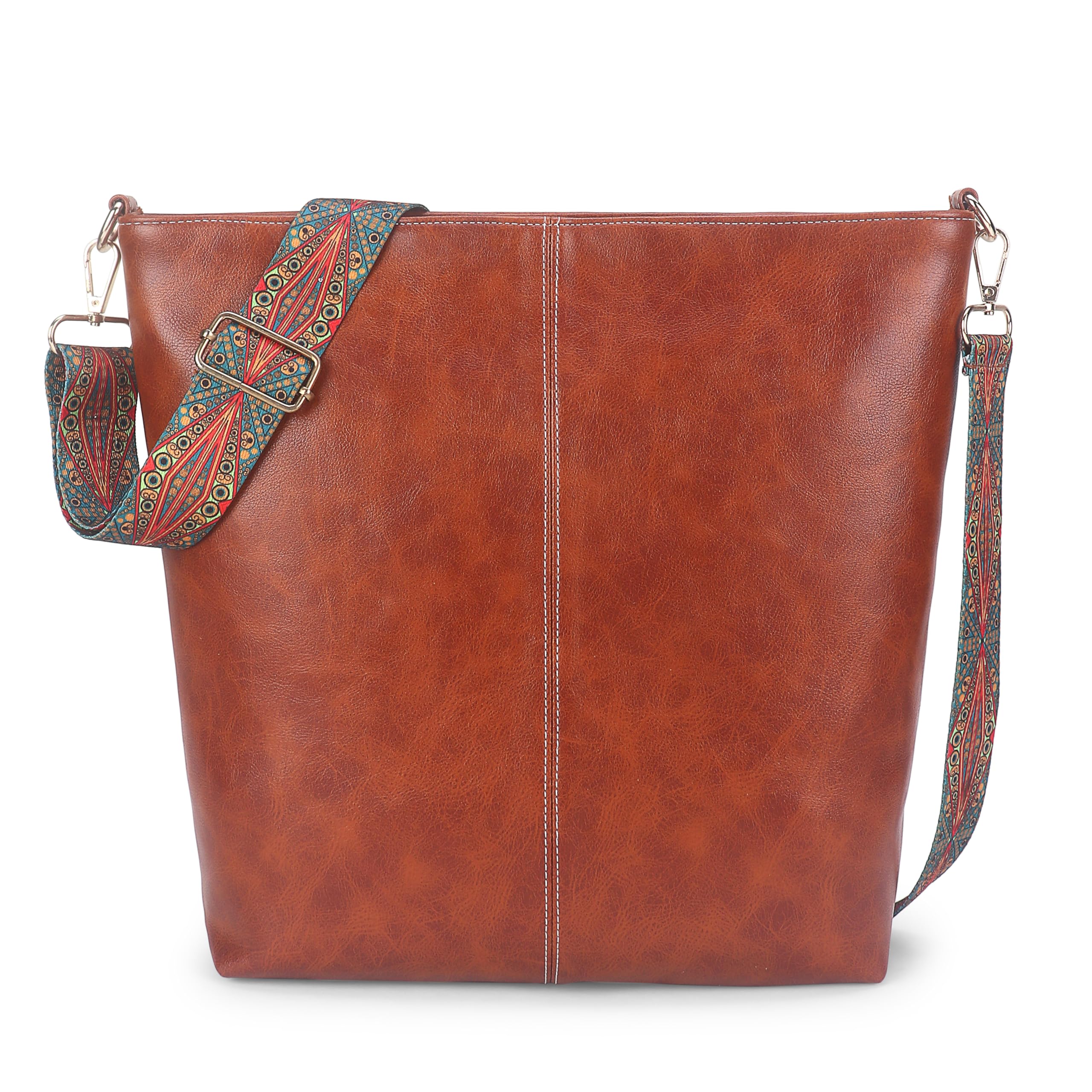 dluxe Pure Vegan Leather Crossbody Bag Sling bag for women girls with Bohemain Strap, Retro Fashion Hobo Shoulder bag for office travel Decorative Ethnic Pattern Handbag-picture-53