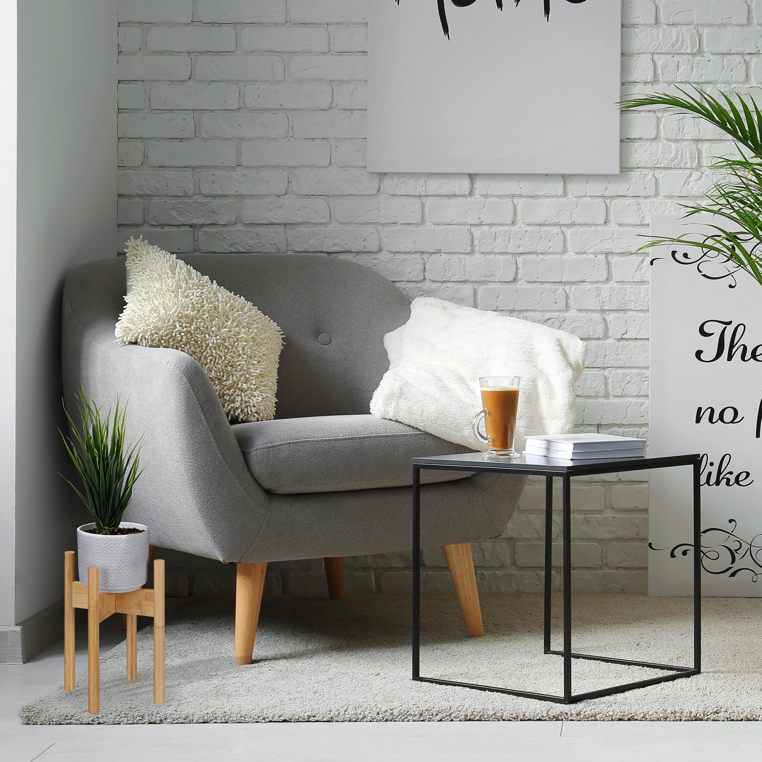 Relaxdays Supporto per Fiori e Piante in Vaso da D: 29 cm, Set da 3 Portavasi, Fioriere da Interno, in bambù, Naturale