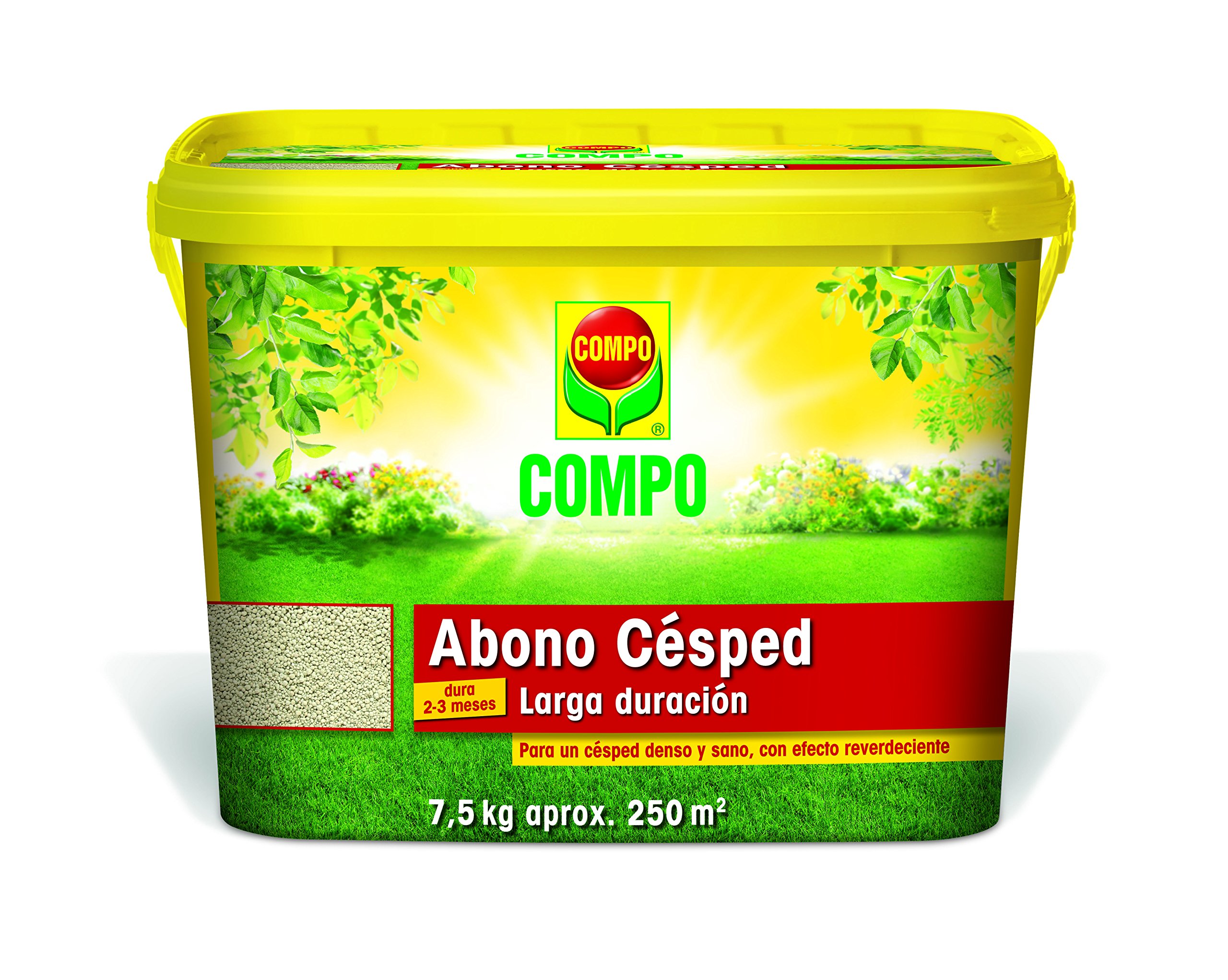 Compo Abono de césped, Efecto Larga duración 2-3 Meses, Granulado Fino, 7,5 kg, 250 m², 7.5 kg