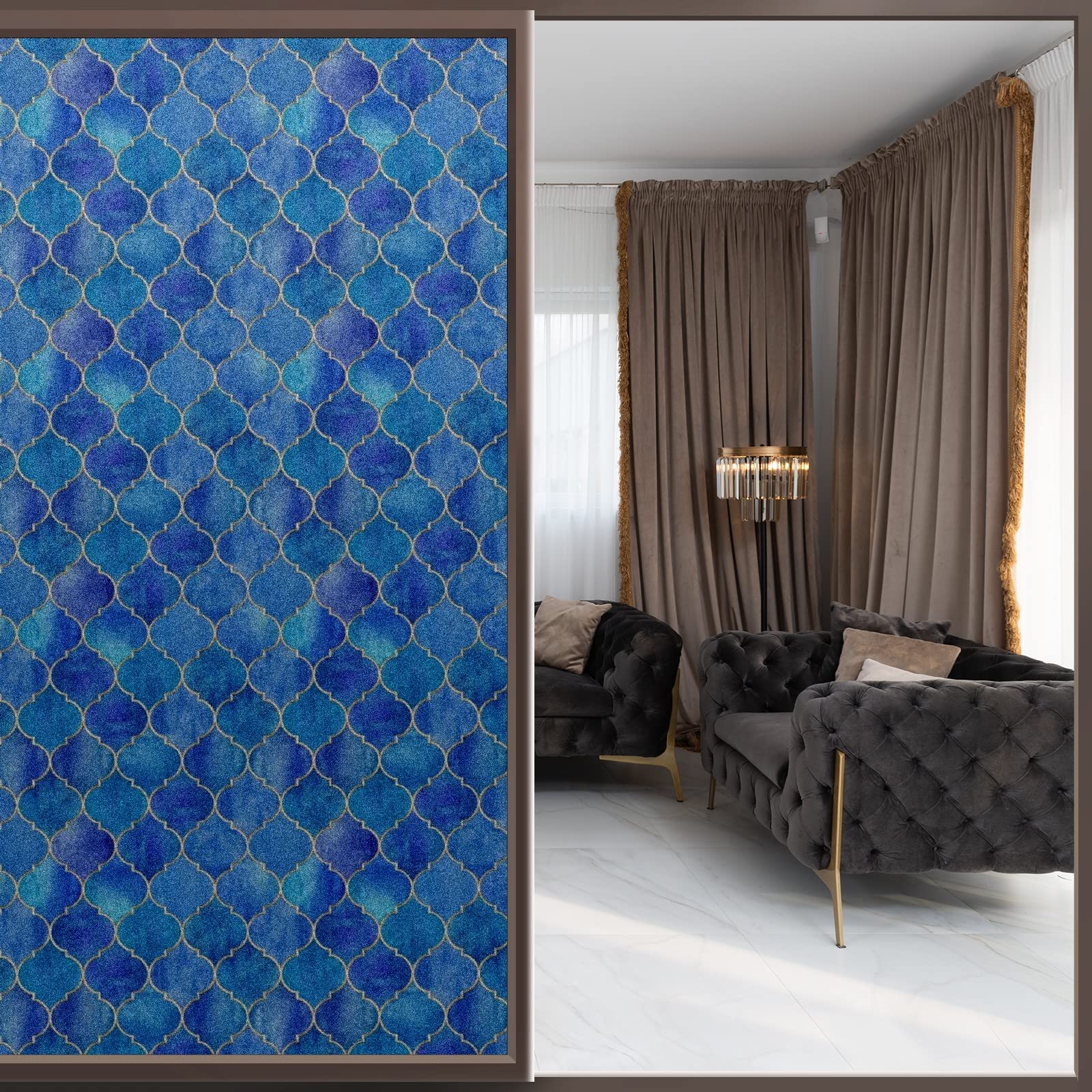 Rainbow Glass Frosted Glass Film Window Privacy Film,Home Decor Front Door Glass Film,Decorative Static Cling Window Film,24