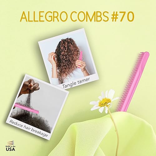 Miniatura 8 de Allegro Combs Peines de dientes anchos #70, peine de 3 filas de dientes anchos para cabello rizado, peine para cabello rizado, peine para estilistas