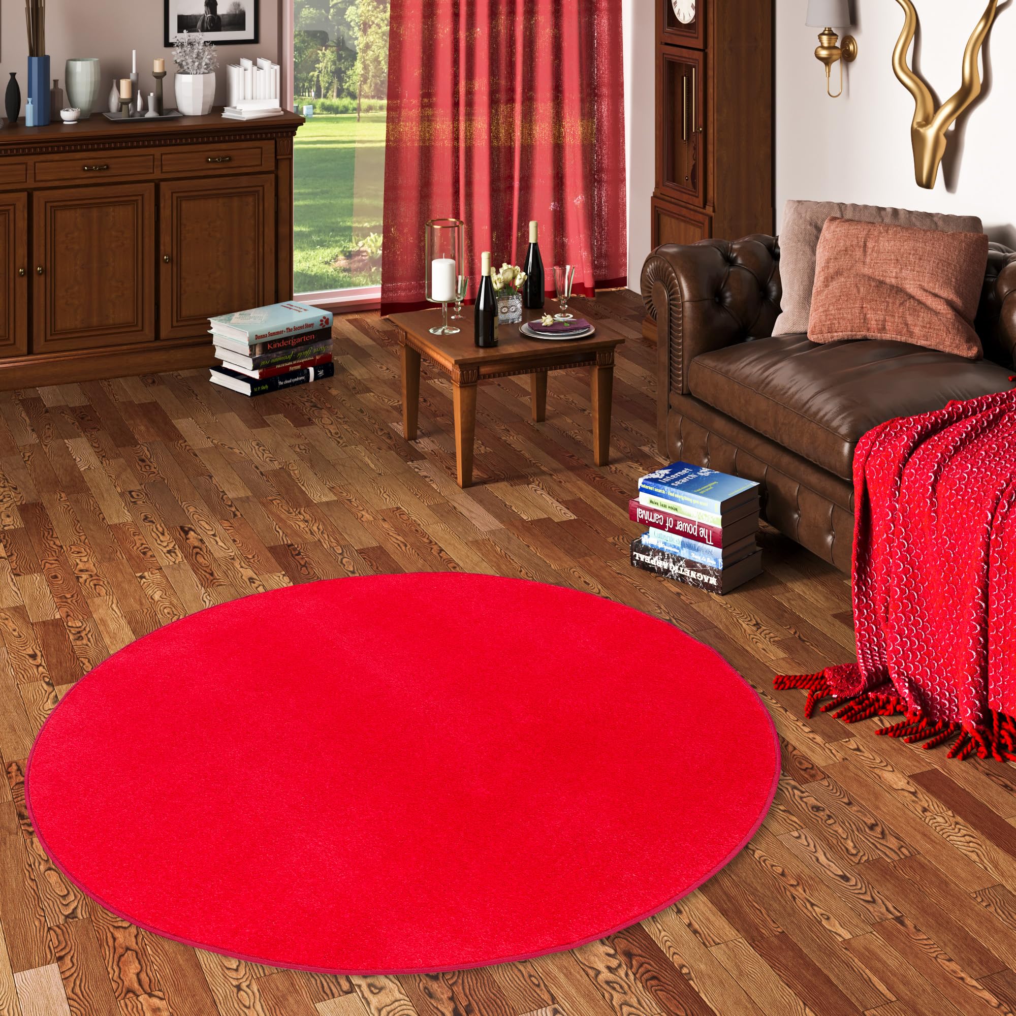 Snapstyle Joy - Tappeto Trend Velours - Rosso Vivo - Rotondo - 4 Dimensioni