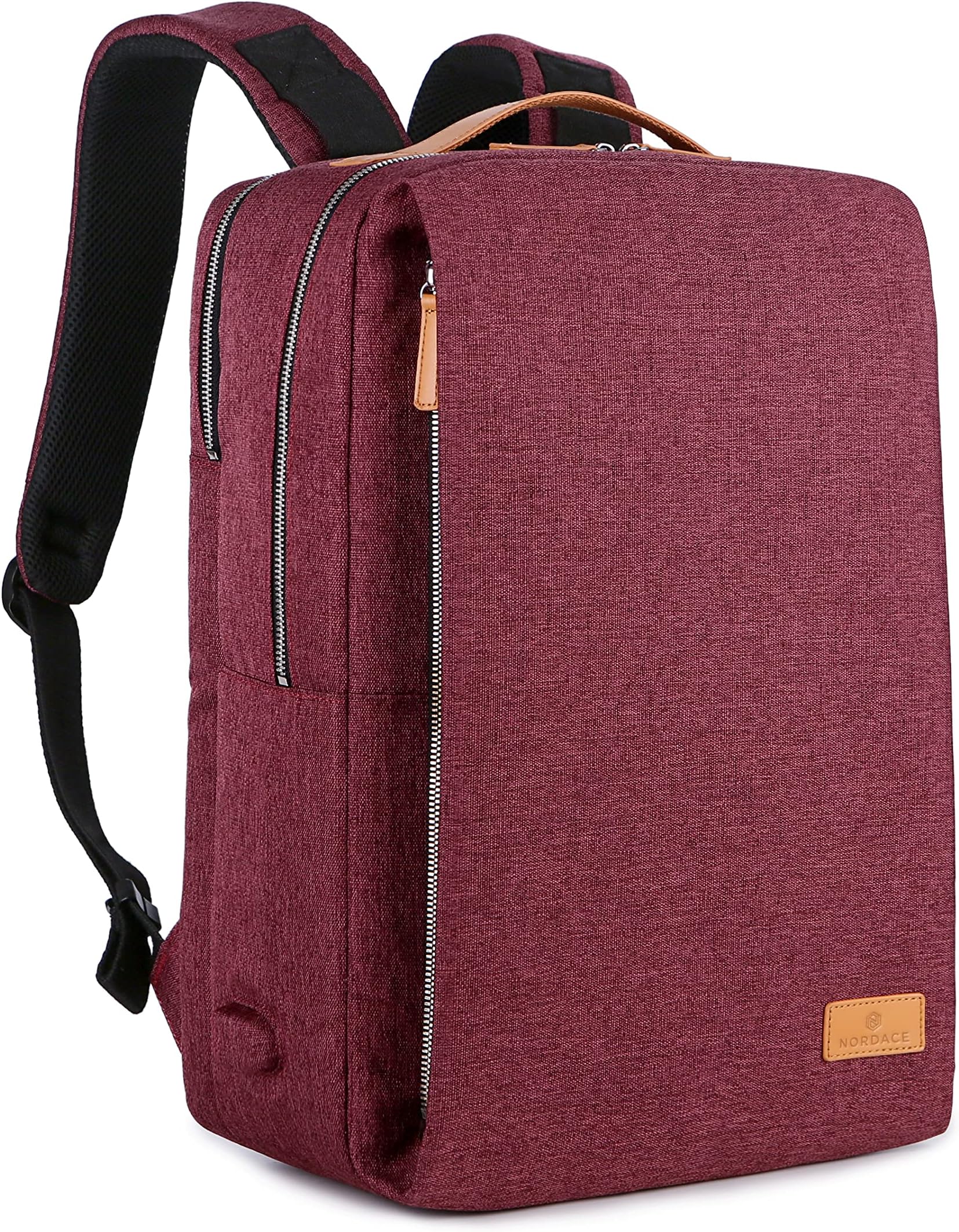 Nordace Siena Smart Backpack with USB Charging - 15.6 Inch Laptop Backpack, 19L Daily Backpack for Travel, Everyday, or Work (Red)