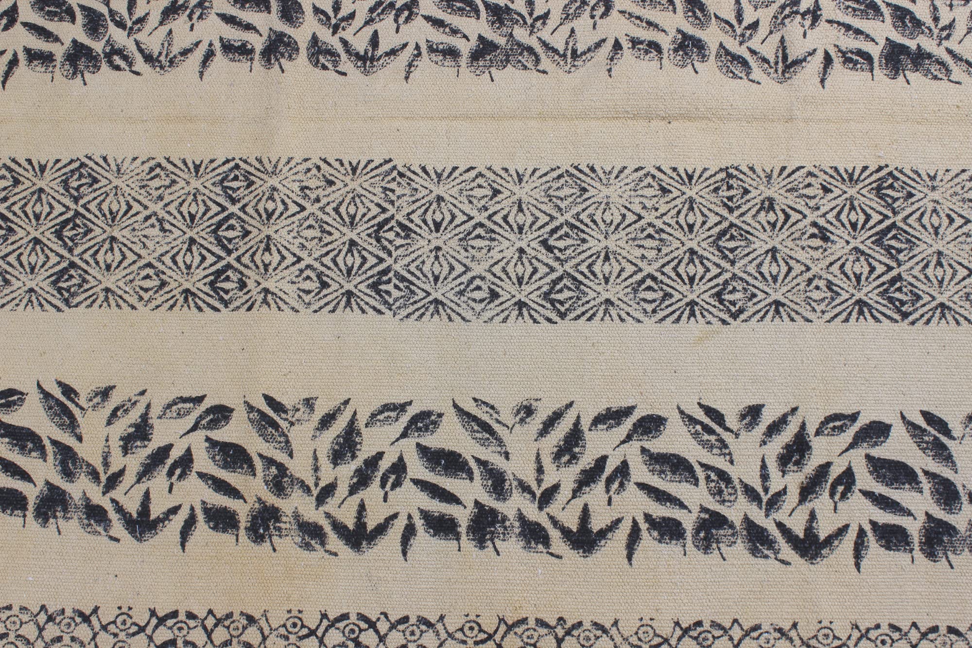 Tappeto da bagno bohémien per camera da letto Kilim in cotone Dhurrie Bohemian Kilim Flat Weave Beige & Black Area Tappeto decorativo facile lavabile Nappa Tappeto 180 x 180 cm