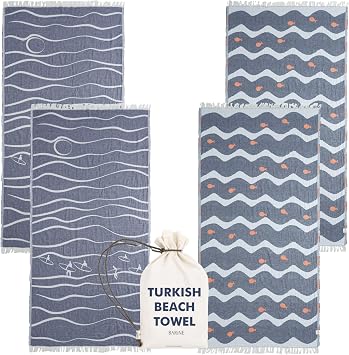 Turkish Beach Towel Bundle | Large 36 x 71 | Quick Dry Beach Towel is Essential for Enjoying A Day at The Beach | Sand Free Beach Towels for Clean and Comfortable Experience