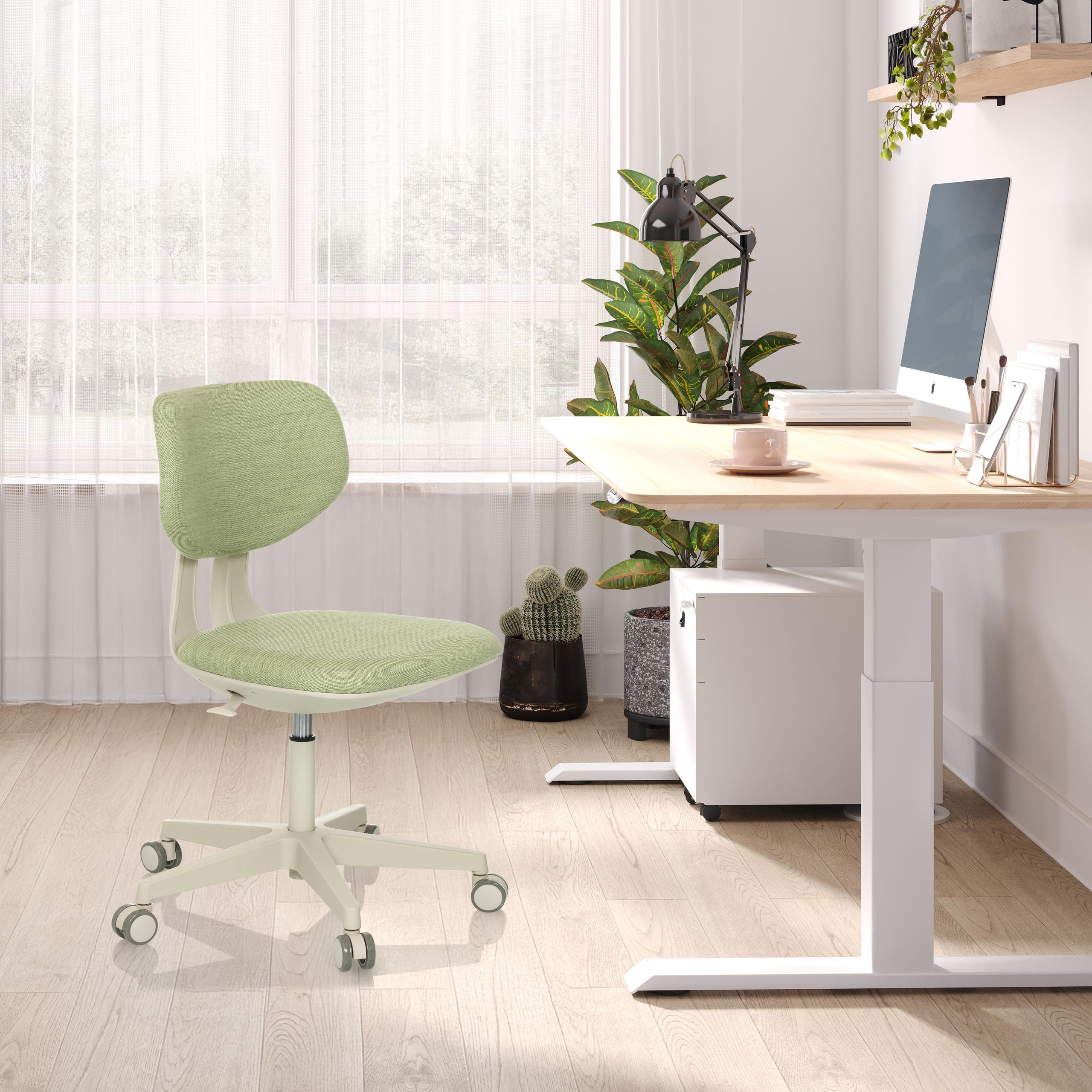 HJH Office sedia girevole per bambini con schienale regolabile in altezza KID CLASSIC Sedia da scrivania per bambini da 6 a 12 anni, verde