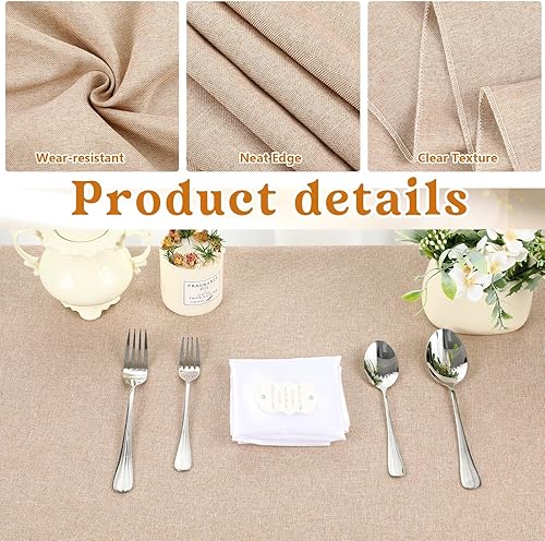 Miniatura 3 de Preboun Paquete de 6 manteles rectangulares de lino para boda, 60 x 102 pulgadas, manteles de lino sintético de poliéster, mantel de arpillera