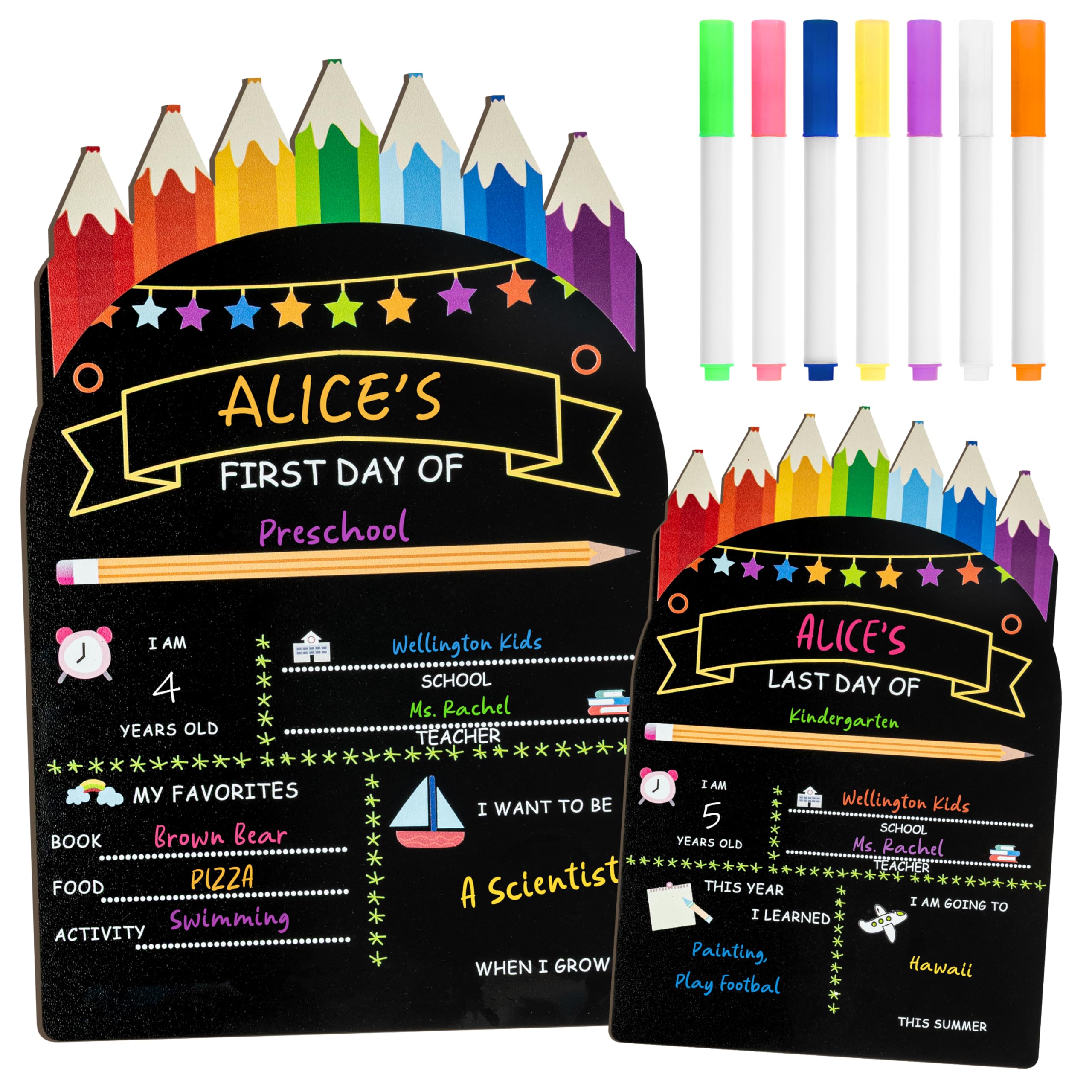 E1mity Back to School Chalkboard Sign Erasable Double-Sided with Markers