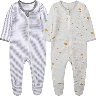 O2Baby Baby Boys Girls Organic Cotton Zip-Front Sleeper Pajamas, Footed Sleep 'n Play Price In India