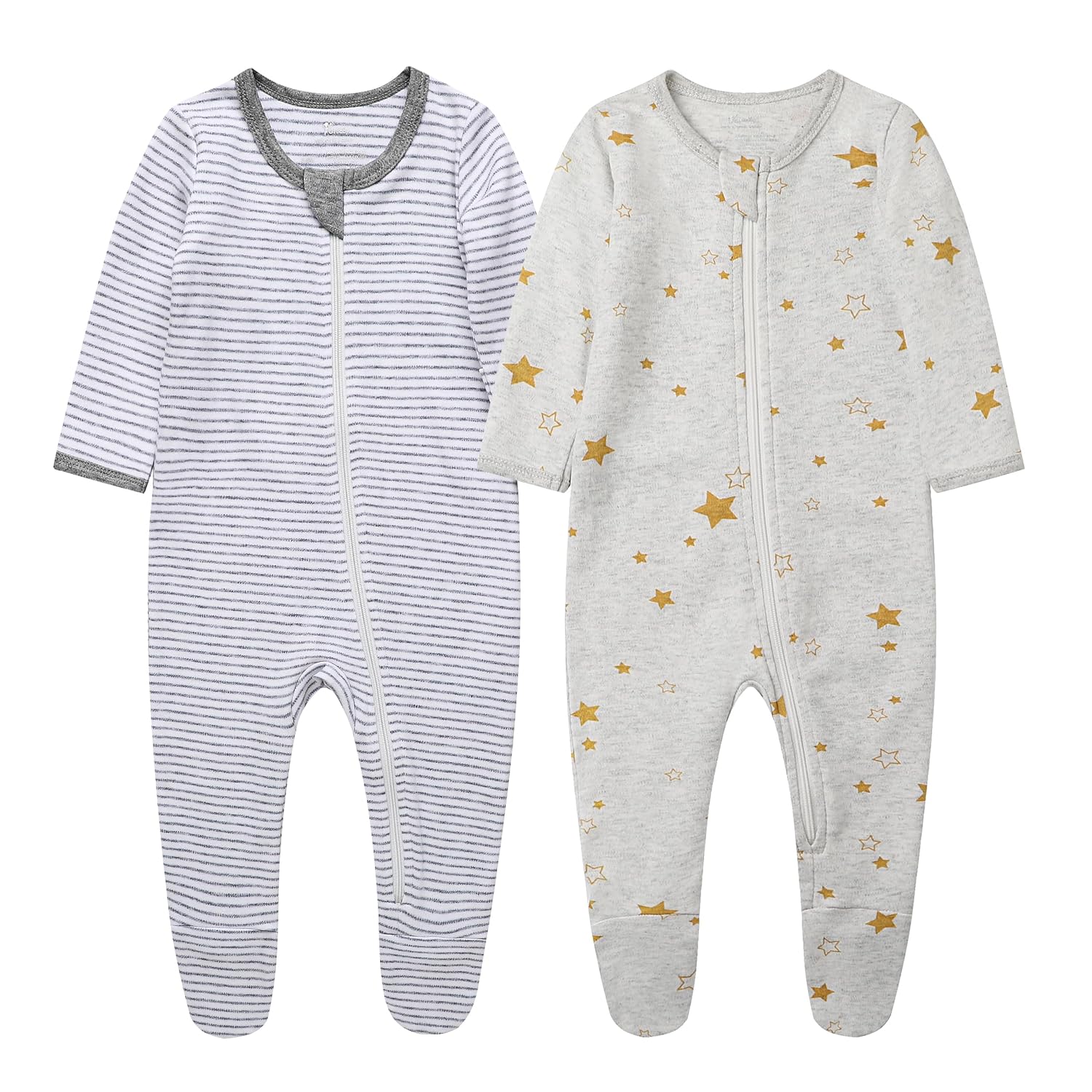 O2Baby Baby Boys Girls Organic Cotton Zip-Front Sleeper Pajamas, Footed Sleep 'n Play