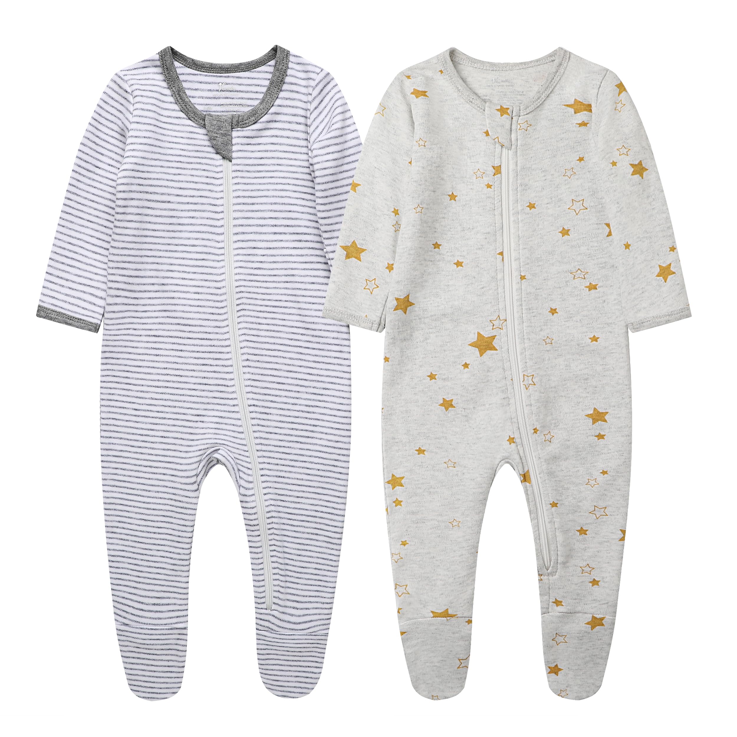 O2 BABY Baby Boys Girls Organic Cotton Zip-Front Sleeper Pajamas, Footed Sleep 'n Play