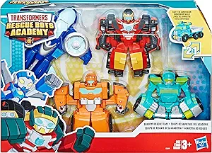Playskool Heroes Transformers Rescue Bots Academy Rescue Team Pack, 4 Collectible 4.5" Converting Action Figures, Toys for Kids Ages 3 & Up (Amazon Exclusive)