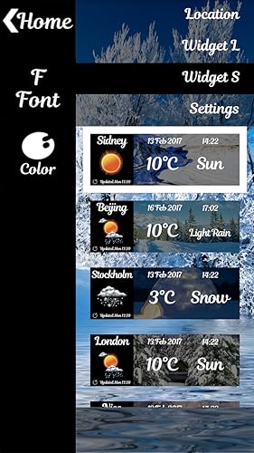 Widget de clima de cena de inverno