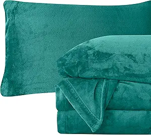 Elegant Comfort Luxuriously Soft 4-Piece Velvet Plush Flannel Sheet Set - Premium Quality - Cozy Warm, Anti-Static, Non Pilling Fuzzy Velvet Flannel Fleece Deep Pocket Sheet Set - Twin XL, Turquoise