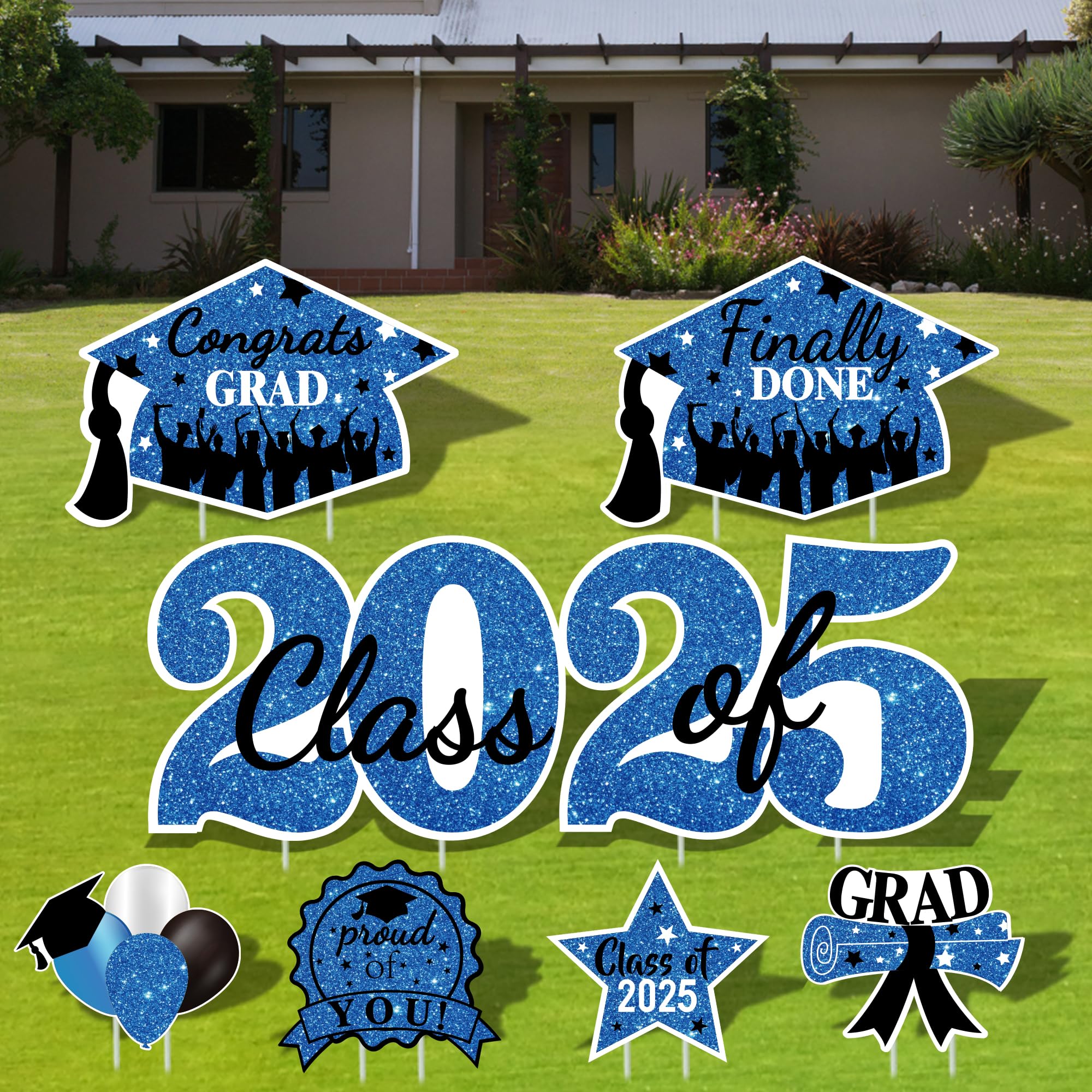2026 Graduation Yard Sign Stakes Decorations - Congrats Grad Class of 2026 Outdoor Lawn Decor - High School College Grad Graduation Party Decoration