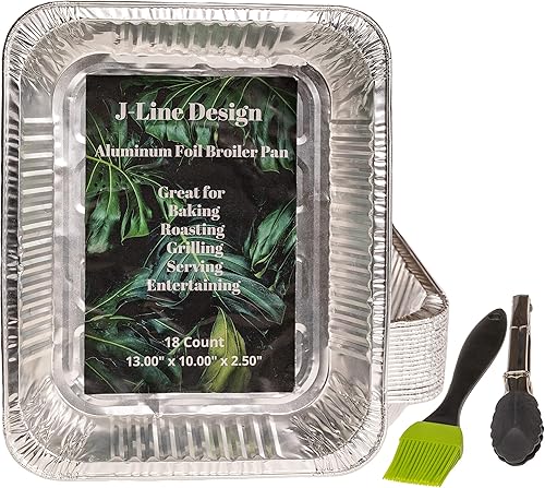 Sartén desechable de papel de aluminio para asar Sartén de mesa de vapor de tamaño medio 13 x 10 x 2.5 pulgadas Paquete de 18 Completo con