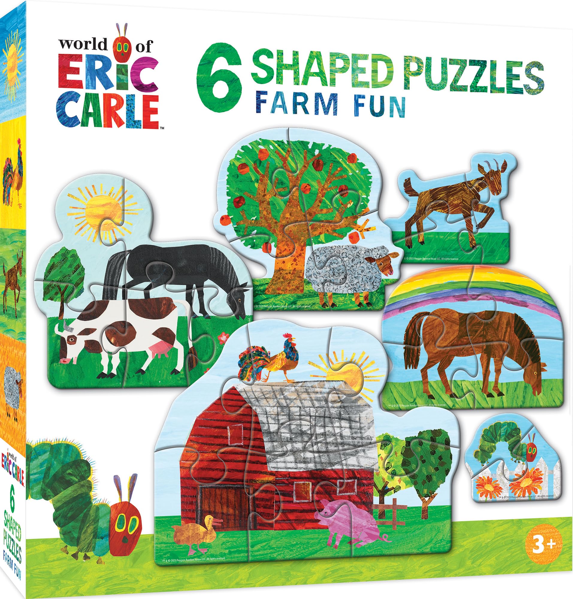 Masterpieces Eric Carle Farm Life - Juego de 6 mini rompecabezas con forma de rompecabezas, portátil, resolución de problemas, a partir de 6 años