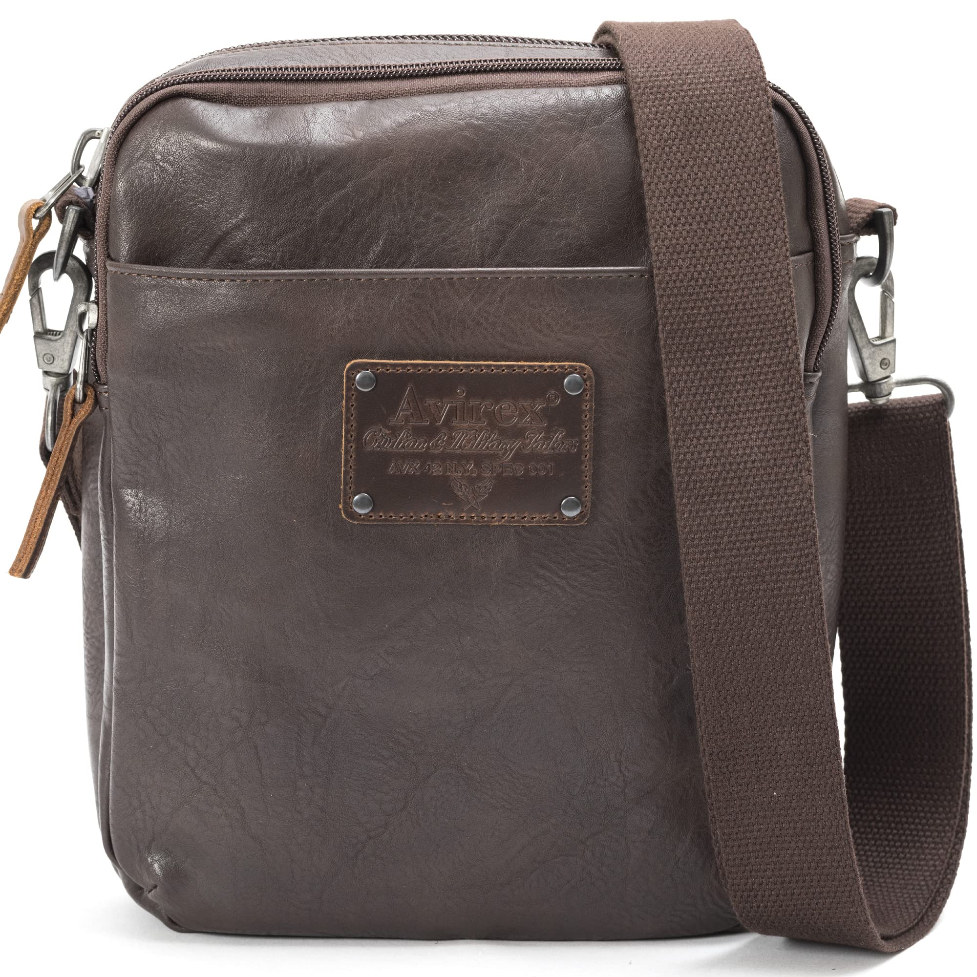 Avirex Borsello Uomo a Tracolla in Eco Pelle, Borsa a Tracolla Uomo Impermeabile con Tasche a Zip in Stile Militare, Collezione Buffalo BFL03