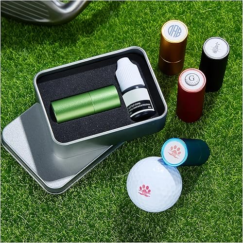 Kit de sellos personalizados para pelotas de golf con caja de hierro, 55 diseños, 3 colores de tinta, accesorios de golf personalizados, set de