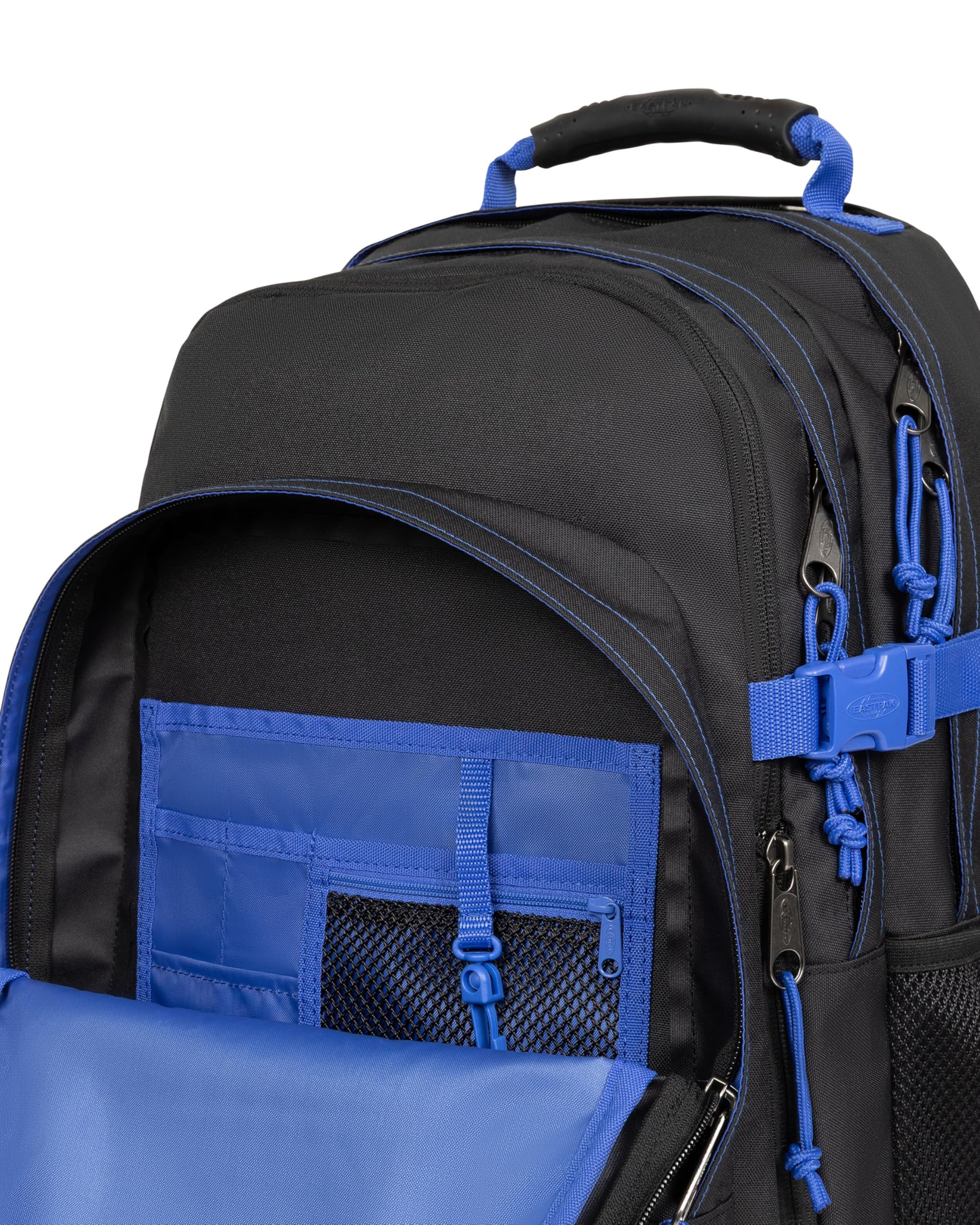 EASTPAK Tutor Rucksack — Extragroßer Laptop-Rucksack mit Zwei Fächern, internem Organizer, 40 L -Kapazität, 48 x 32.5 x 26 cm — Kontrast Schwarz Blau
