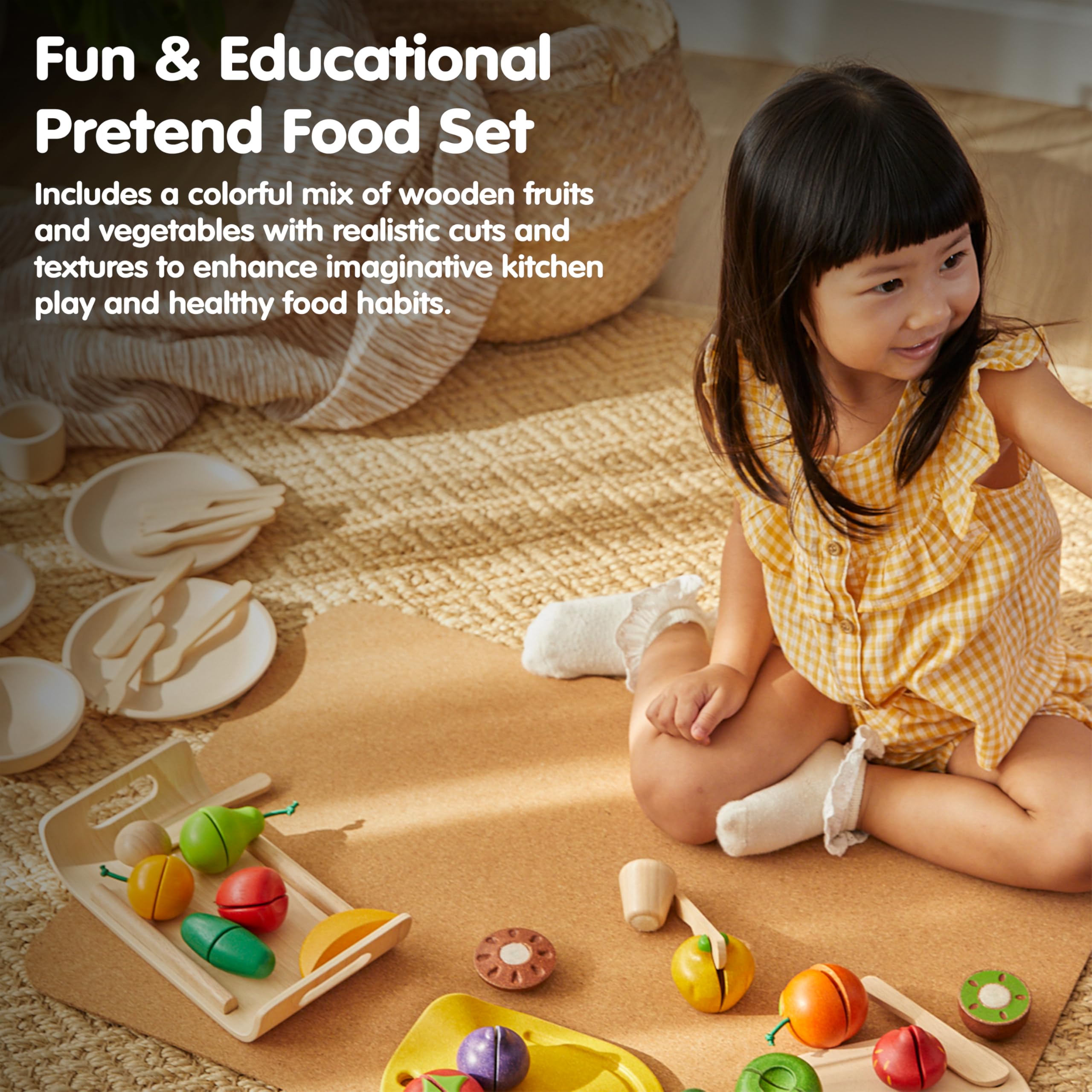 Assortiment de fruits, 5 fruits en bois à découper de la marque Plantoys