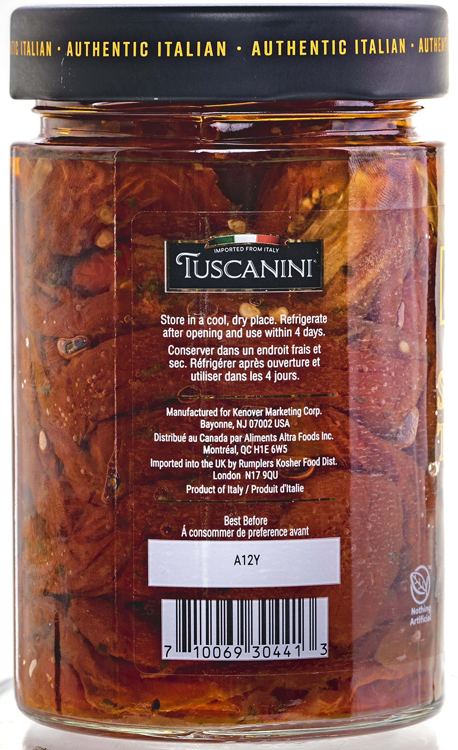 Tuscanini Premium Sun-dried Tomatoes in Olive Oil, 10.6 oz, Product of Calabria Italy, Julian Cut, Nothing Artificial, Kosher (including Passover)