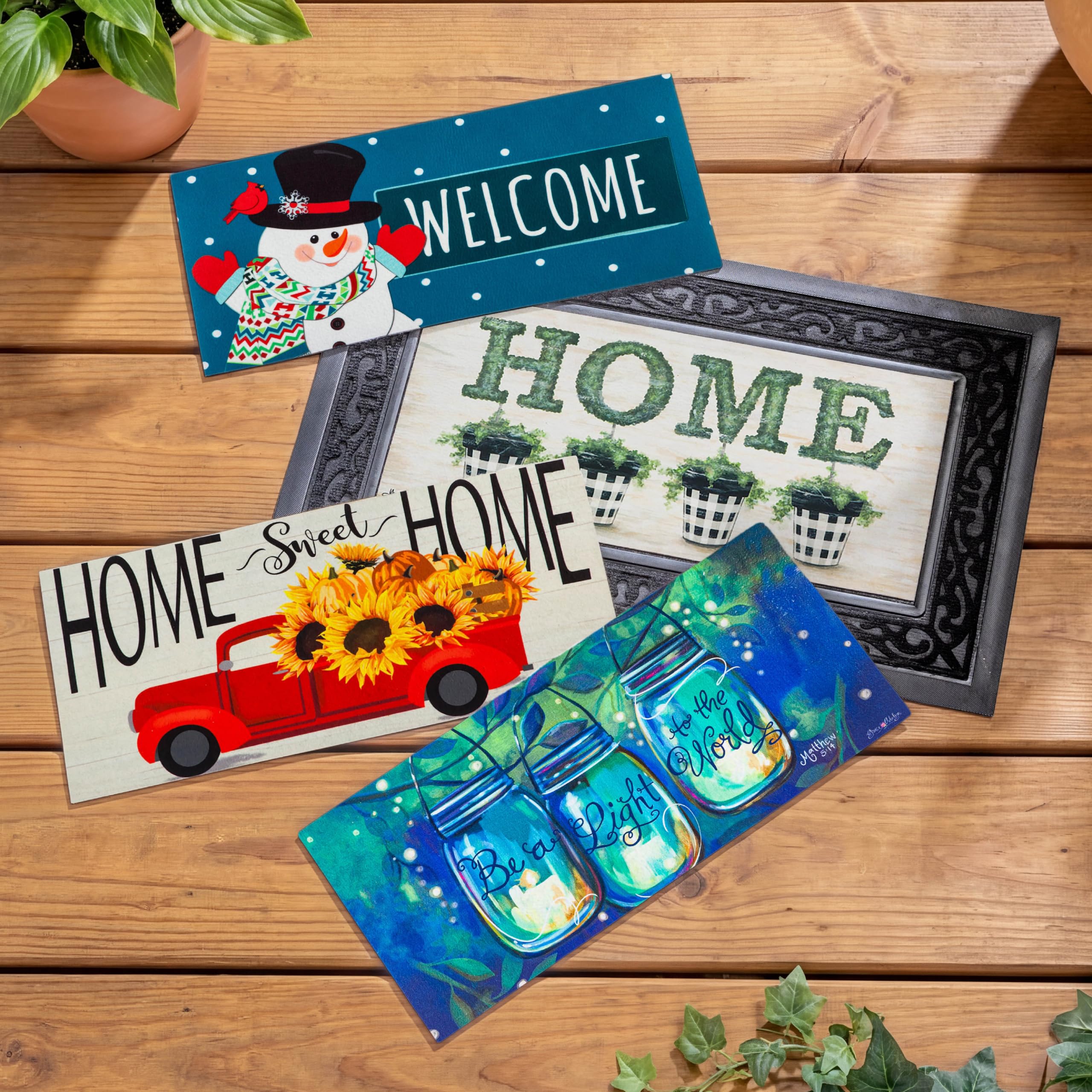 Amazon.com : Evergreen Sassafras Doormat Insert Bundle & Tray Set