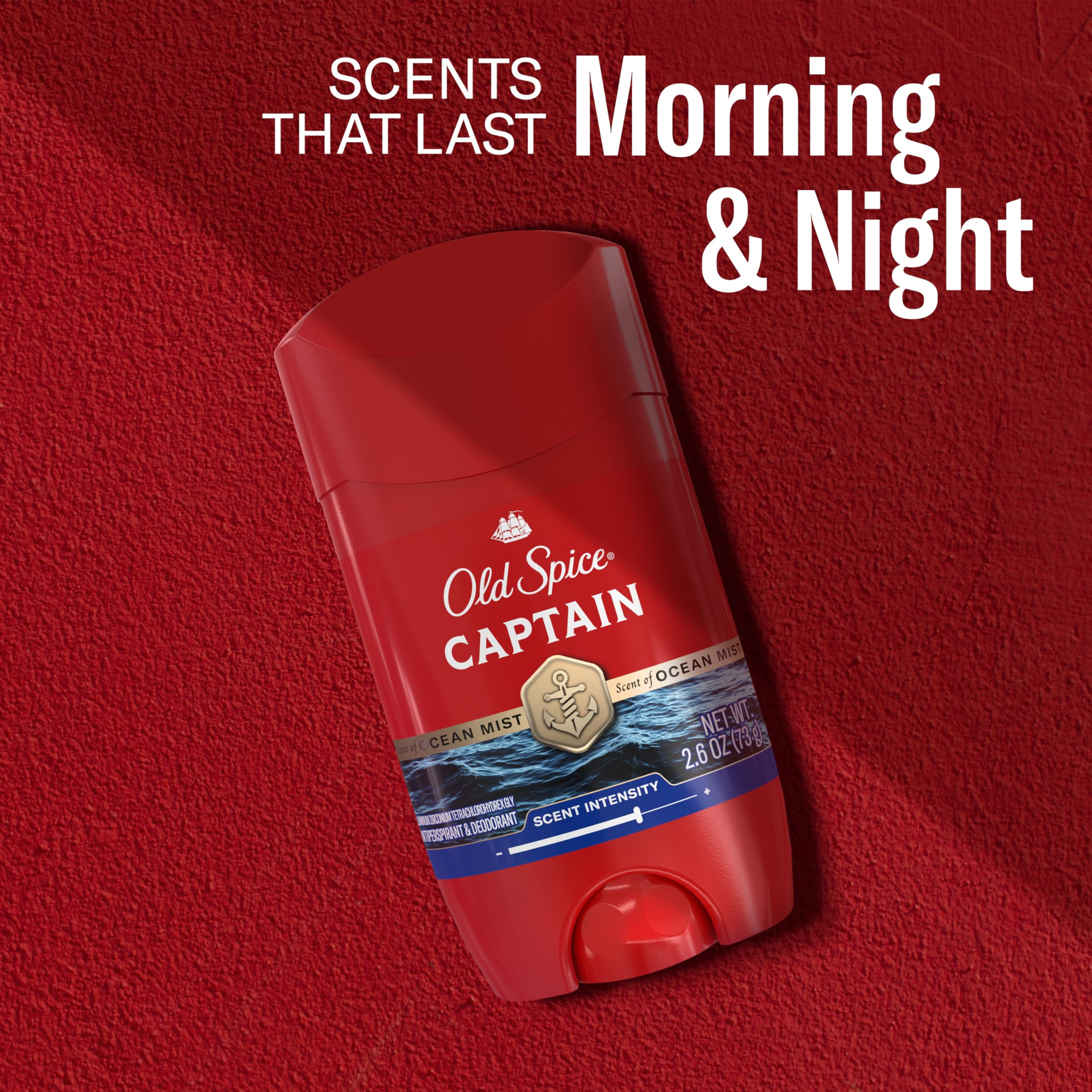 Old Spice - Desodorante antitranspirante para hombre, capitán, 48 horas, protección contra olores, 2,6 oz (juego de 6)