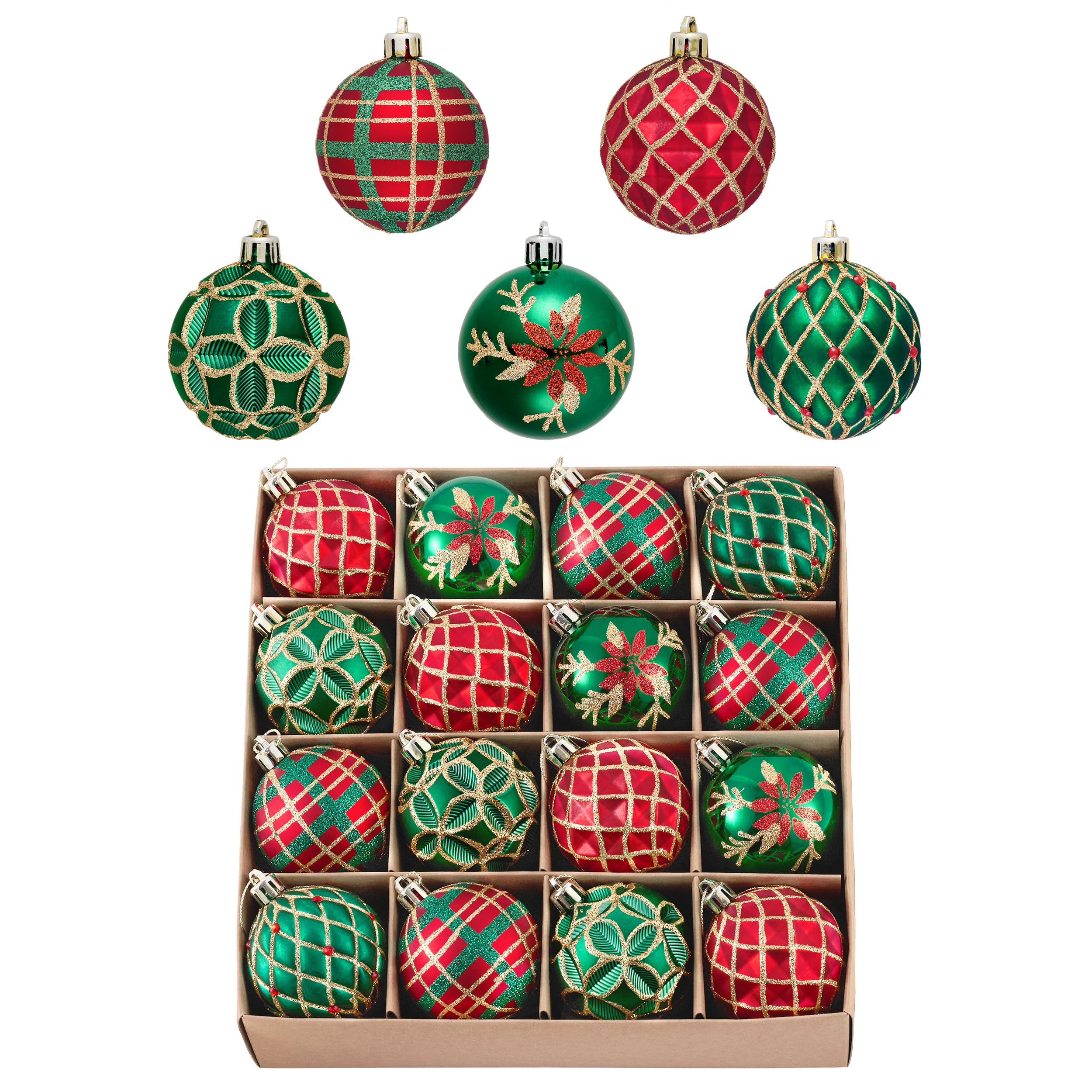 Valery Madelyn 16ct Christmas Tree Decorations Ball Ornaments 2.36 Inches
