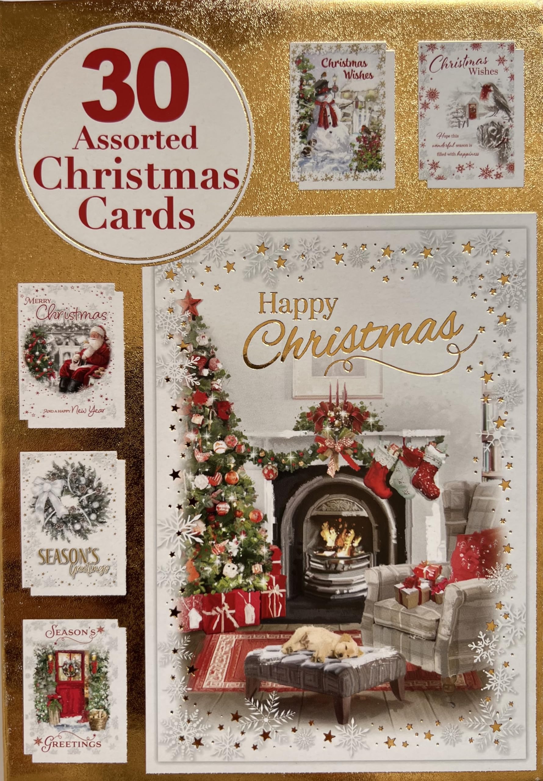Happy Christmas Multi Pack of Assorted Christmas Cards Box of 30