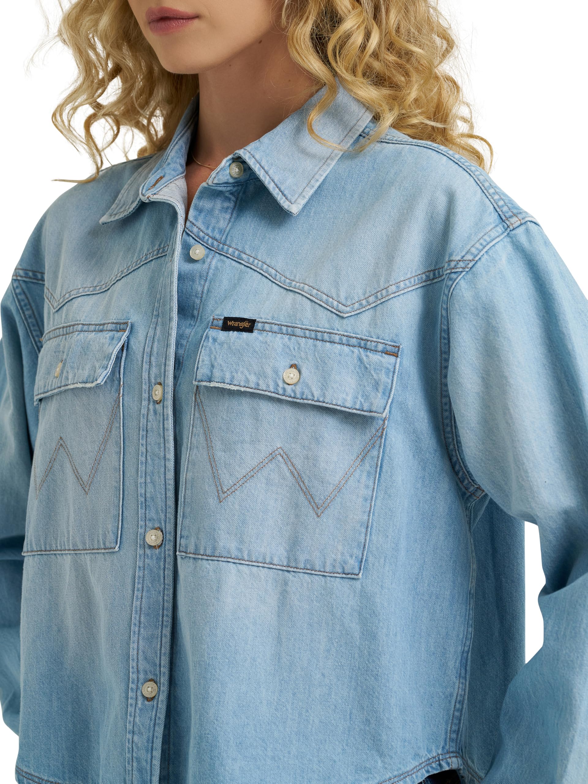 Wrangler Camicia da Donna Boxy Denim, Nebbioso, XXL