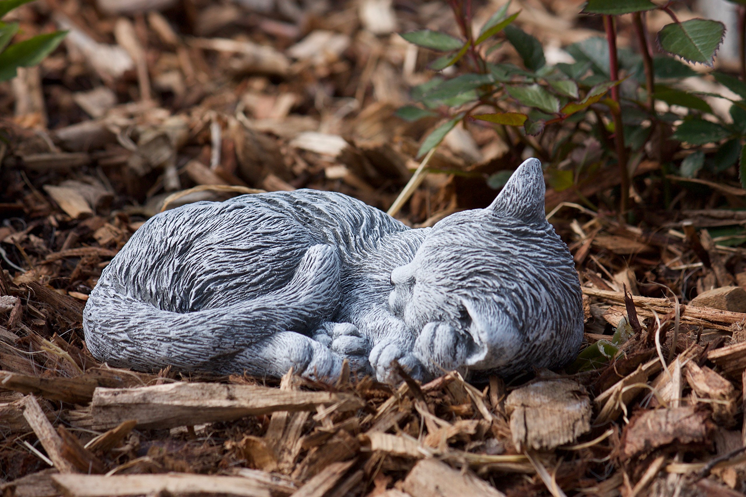 stoneandstyle Steinfigur kleine Katze Tinka eingerollt (8x17x14 cm), Frost- und wetterfest bis -30°C, massiver Steinguss