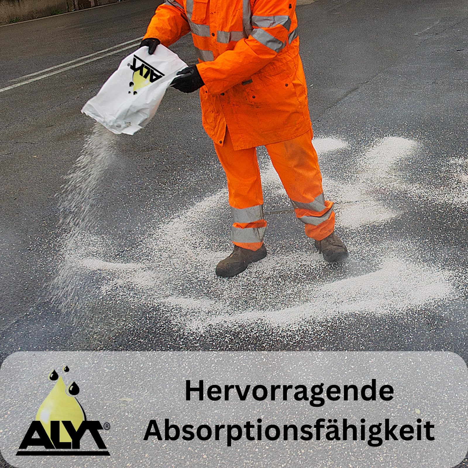ALYT 40 Liter Ölbindemittel Typ III R mit passender 80 Liter Kunststoffwanne - Chemikalienbinder - Ölbinder mit sehr hohem Aufsaugvermögen